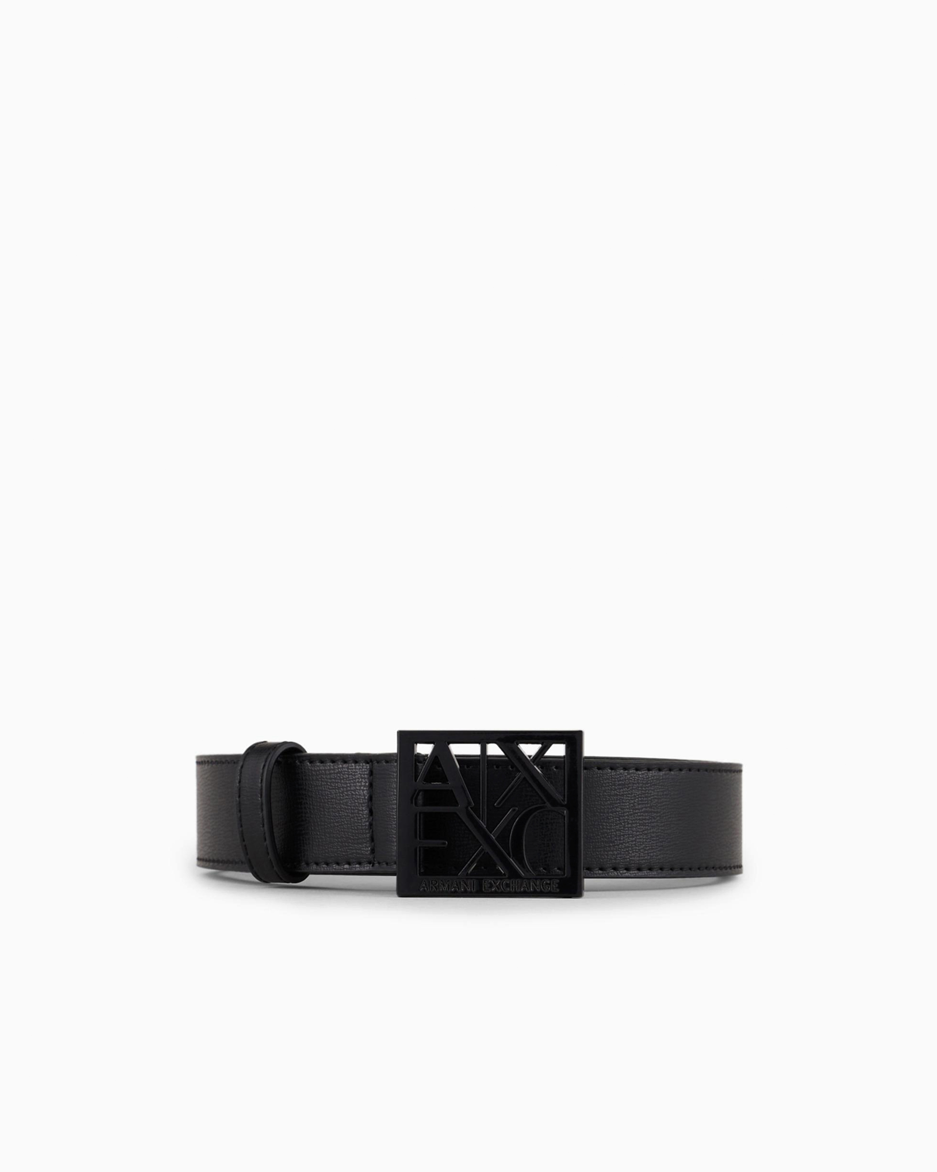 Shop Armani Exchange Belt With Square With Logo In Black