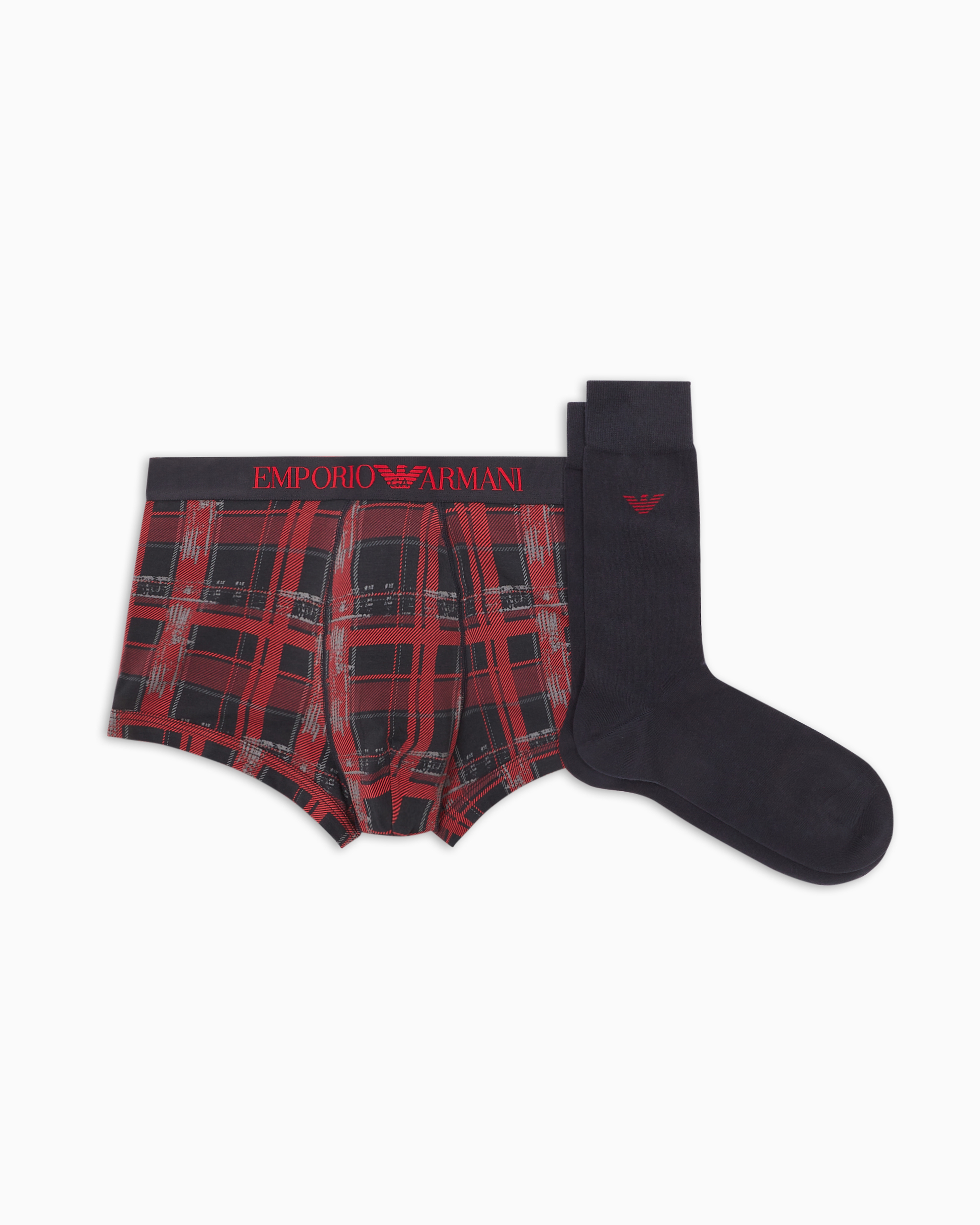 Shop Emporio Armani Geschenkbox Bestehend Aus Eng Anliegender Boxershorts Und Socken Mit Festlichem Muster In Mehrfarbig