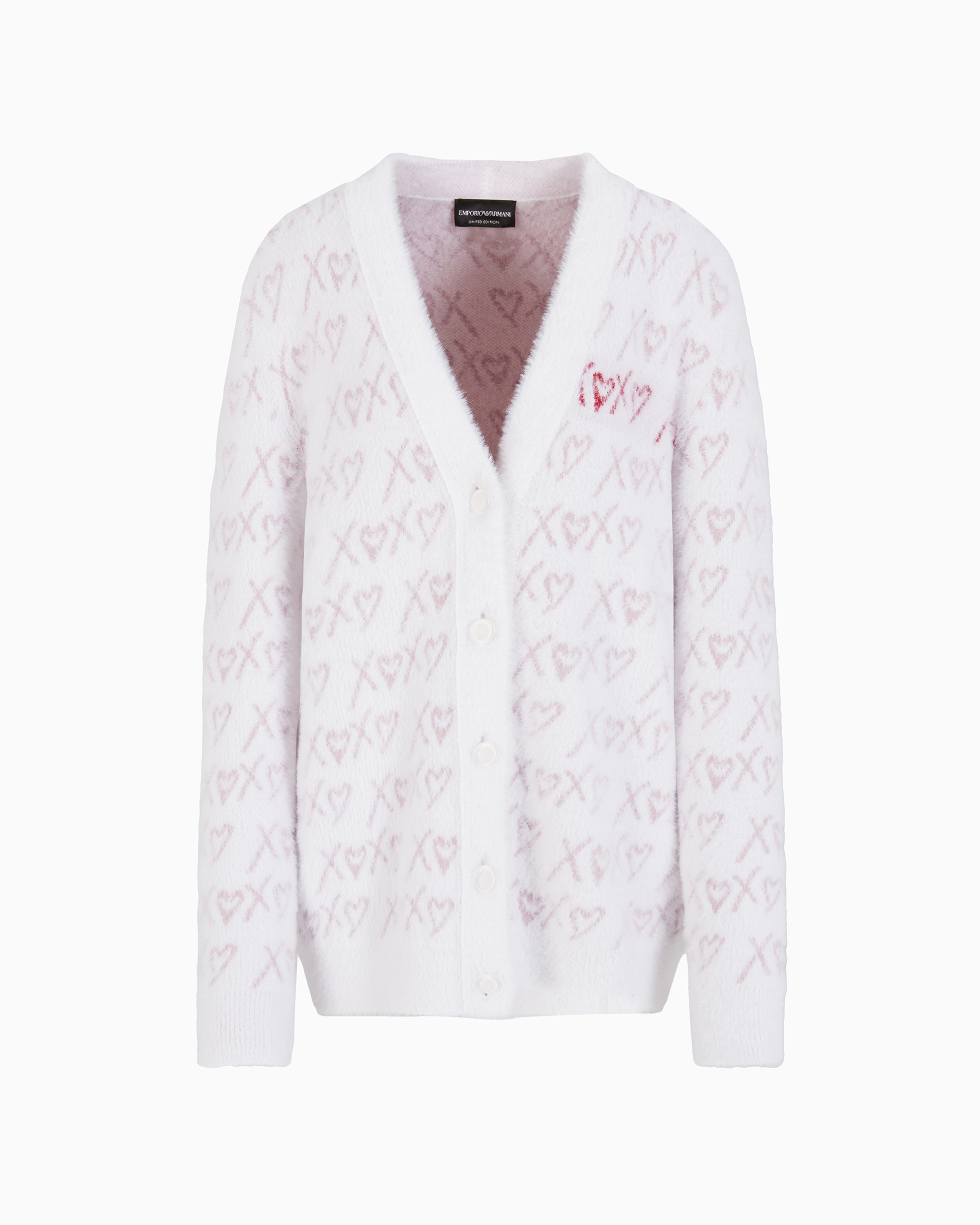 Shop Emporio Armani Oversized Cardigan In A Jacquard Pattern Plush Effect Fabric In Patterned