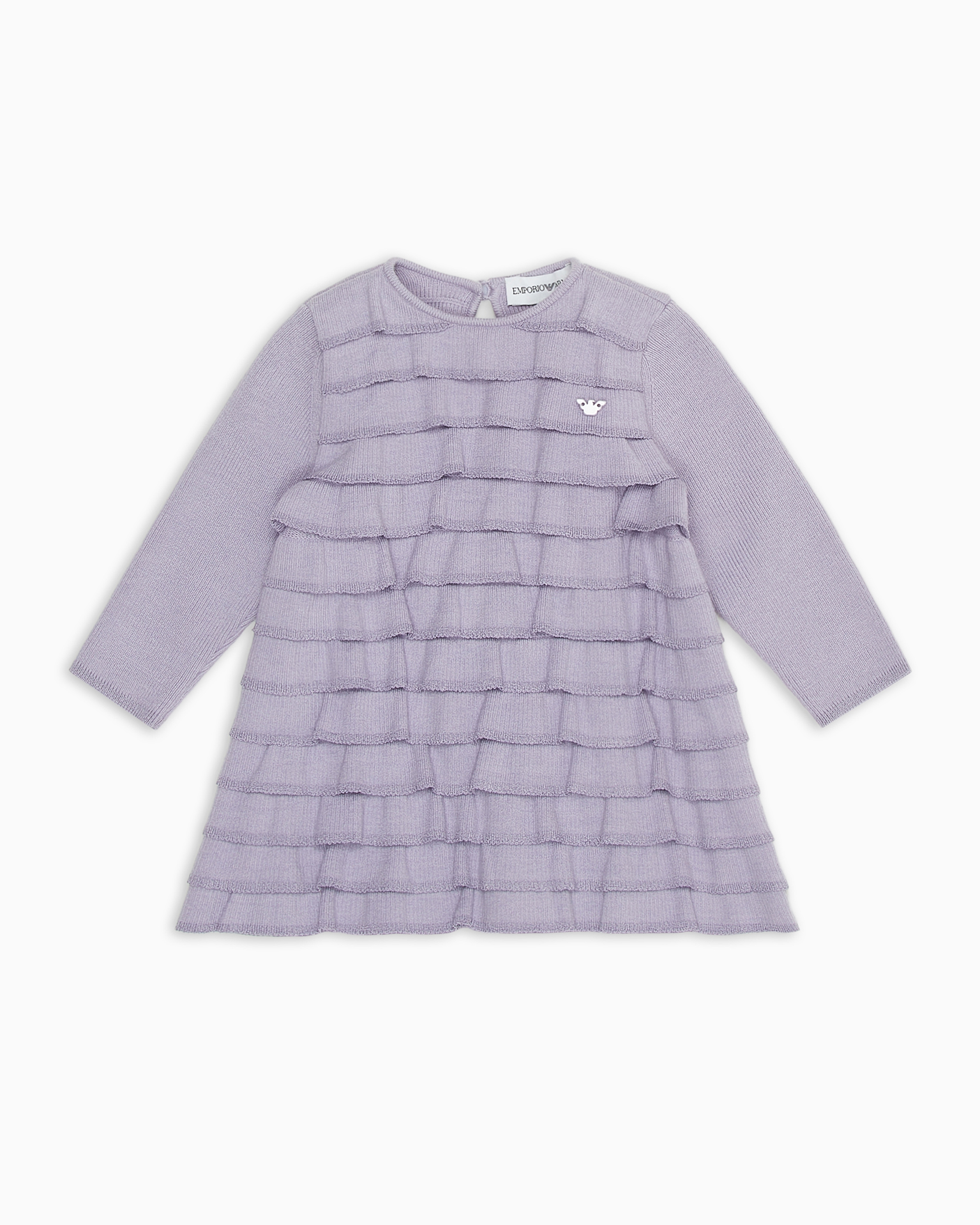 Shop Emporio Armani Knit Dress With Flounces And Ruffles In Purple