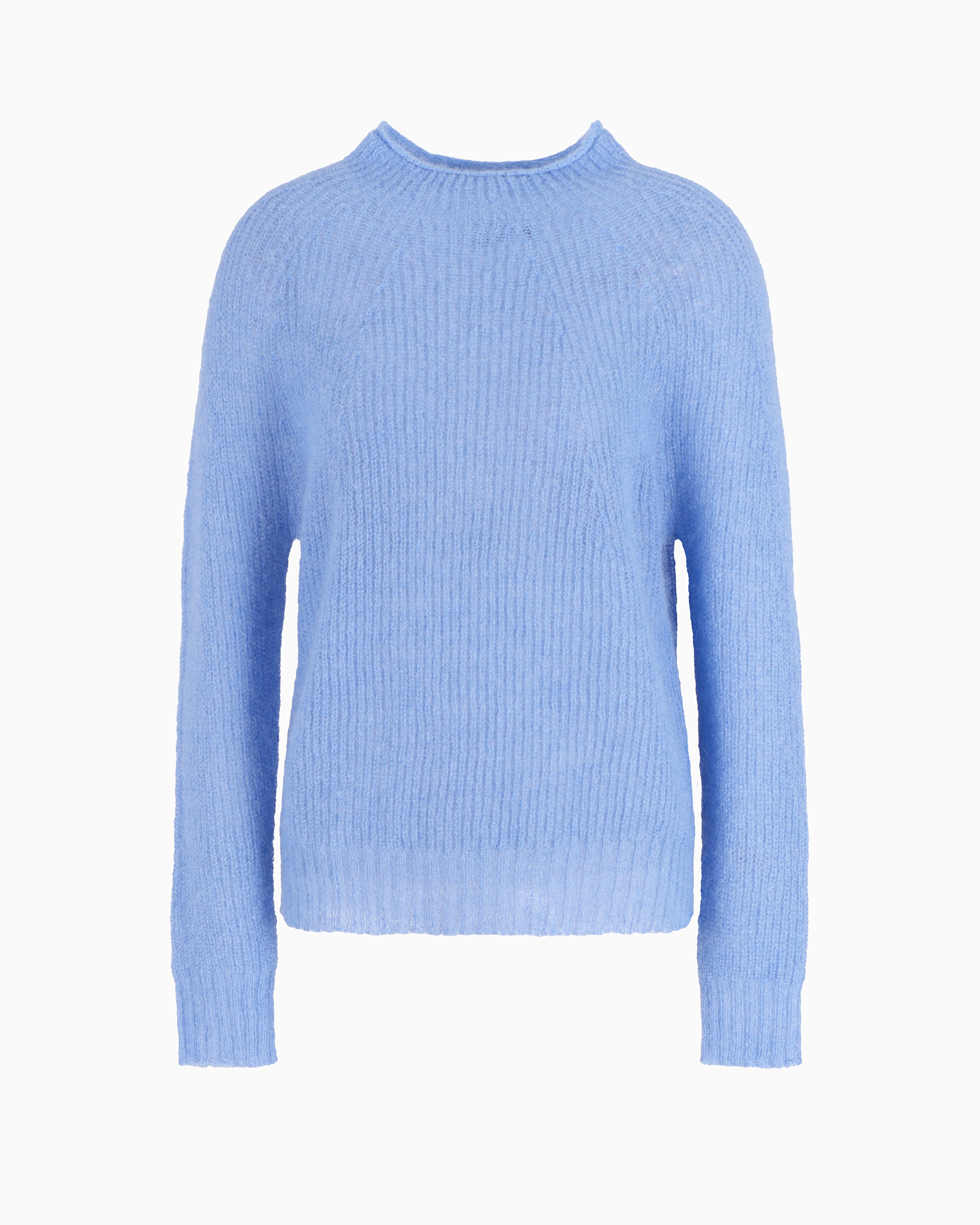 Emporio Armani Fisherman's-rib Mohair-wool Blend Jumper In Light Blue