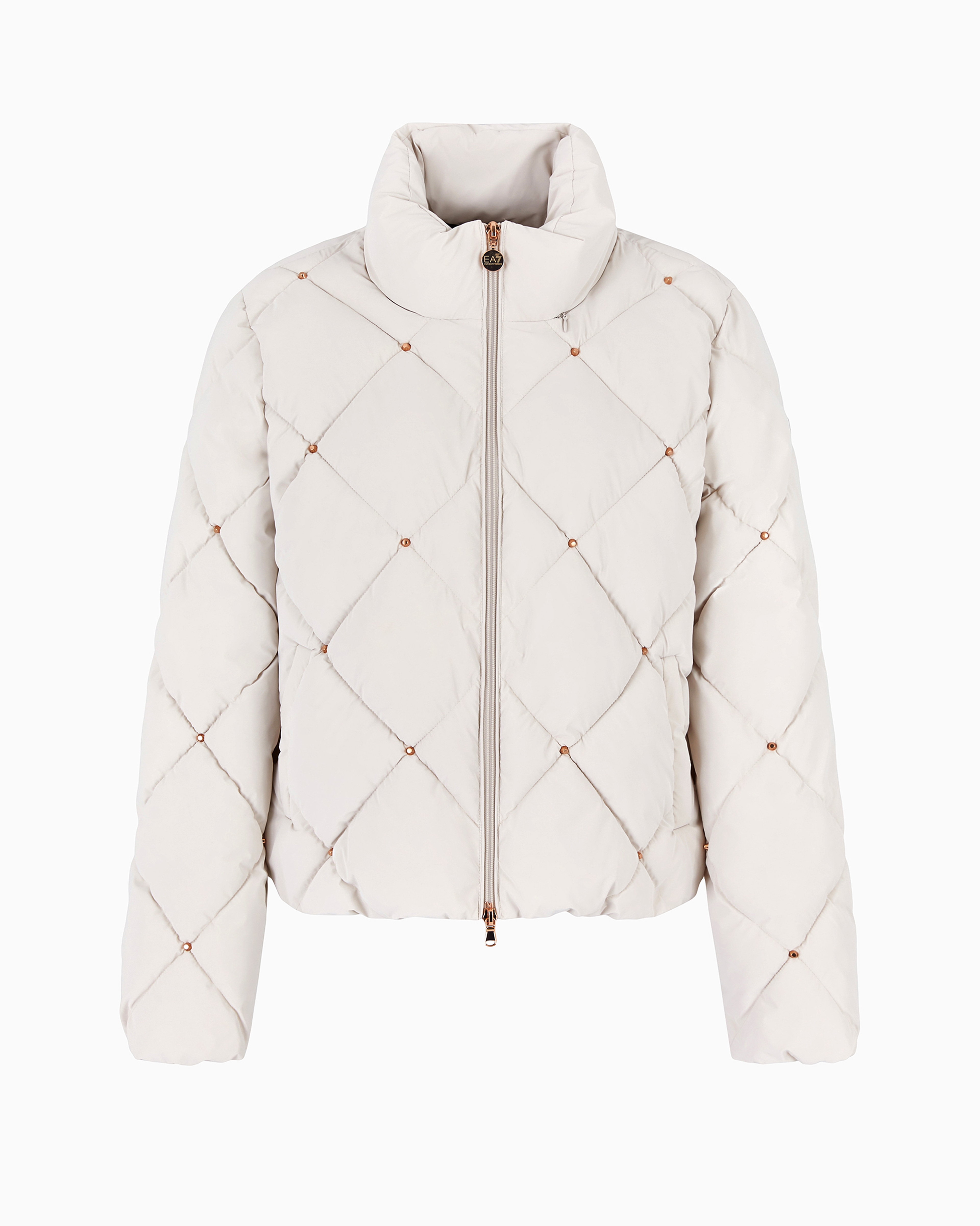 Shop Ea7 Quilted Nylon Single-breasted Padded Jacket In White