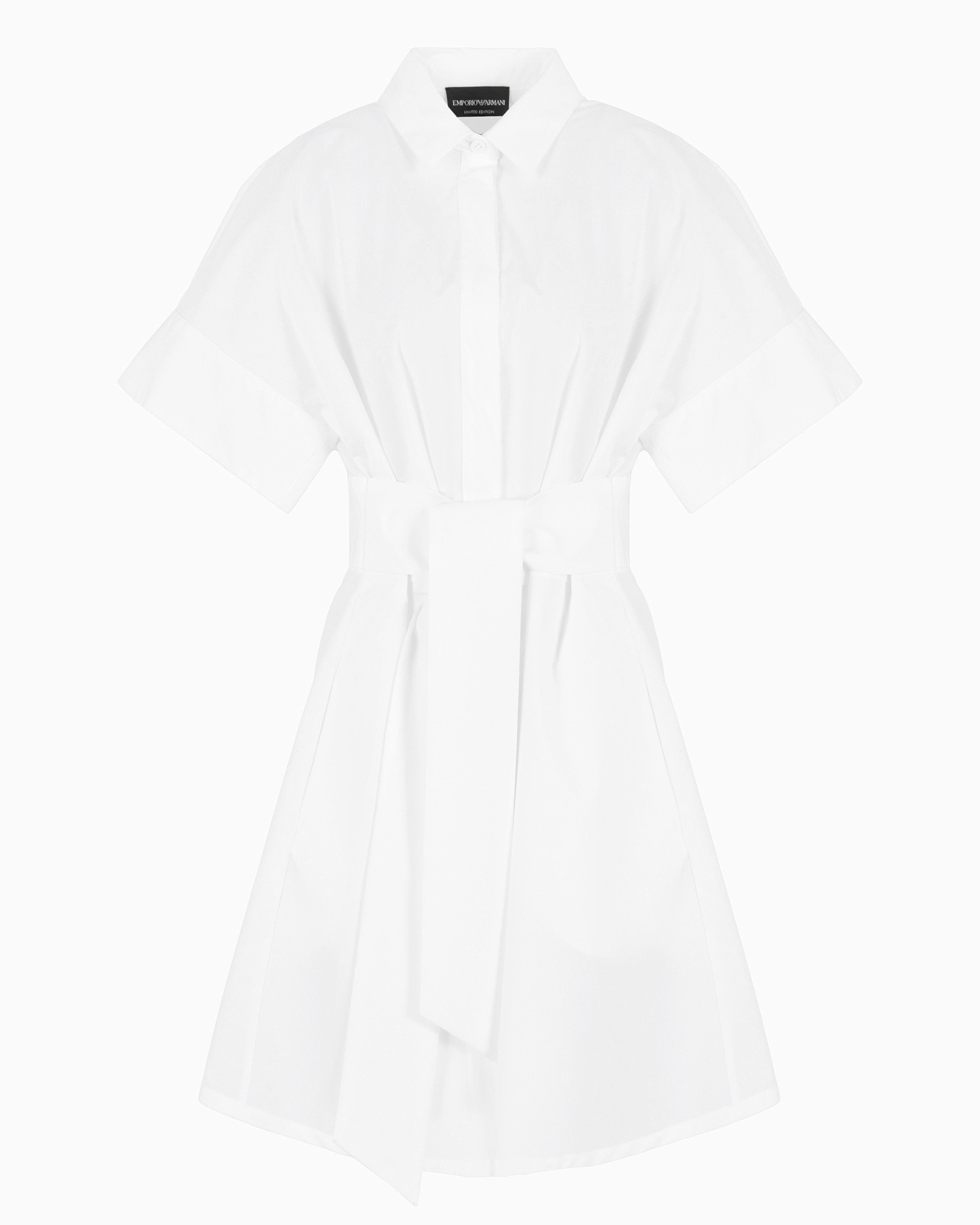 Emporio Armani Official Store Robe-chemisier En Popeline Avec Ceinture Bandeau Capsule Saint-valentin In Blanc