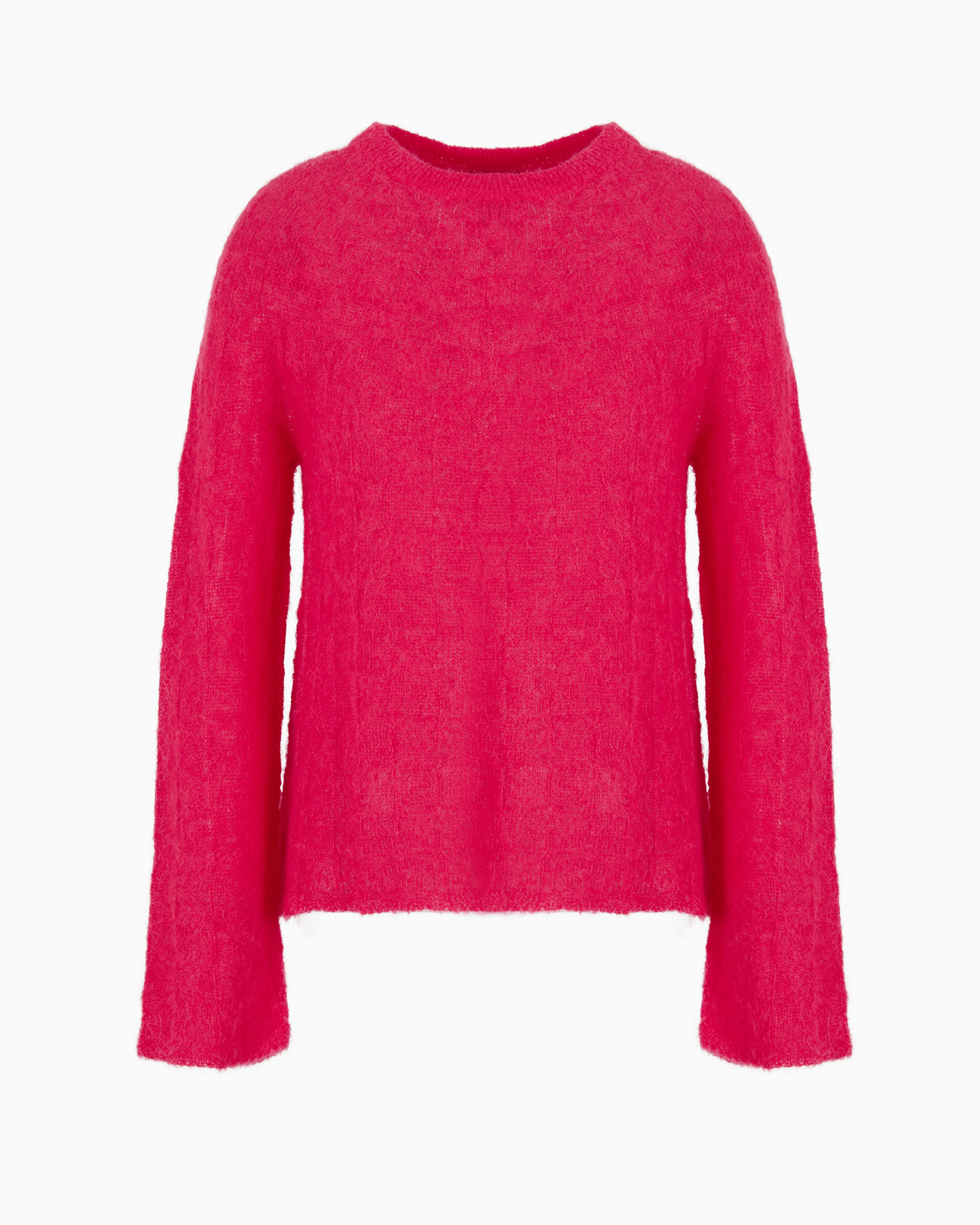 Emporio Armani Official Store Seamless Alpaca Jumper With A Check Motif In Rouge