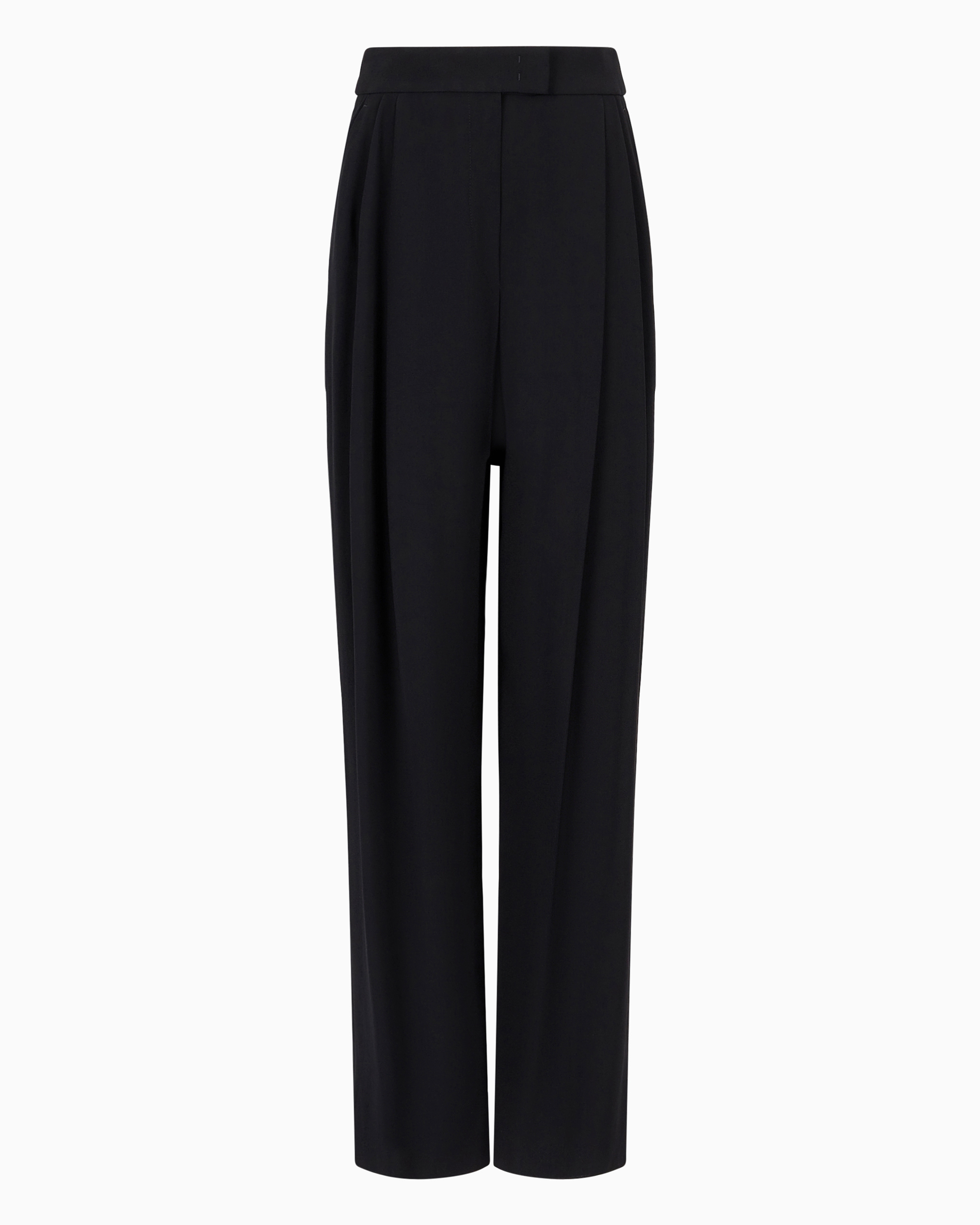 Emporio Armani Envers-satin Palazzo Trousers With Darts In Black