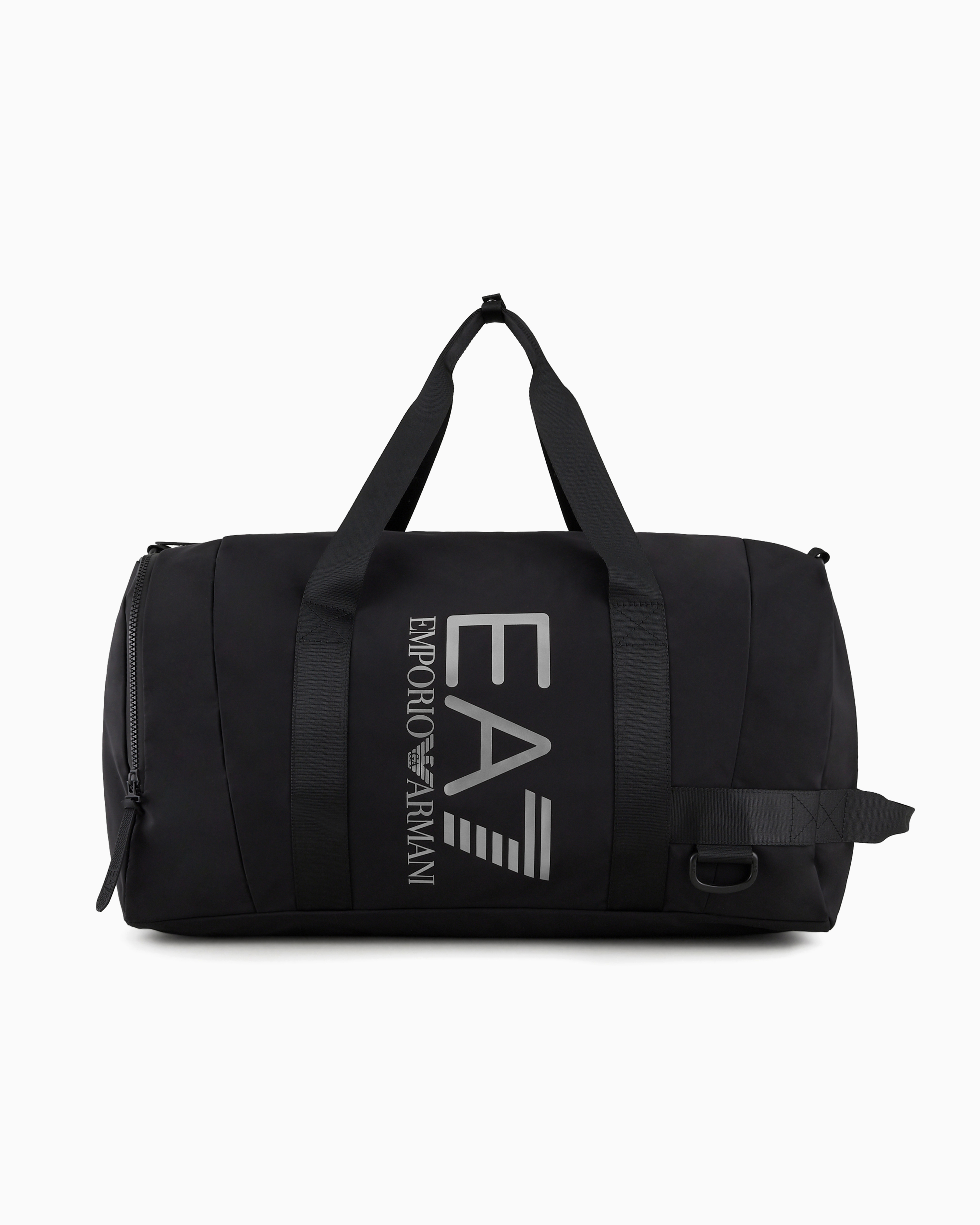 Ea7 Official Store Duffel Bag In Sustainable Fabric With Oversized Logo In Black Logo