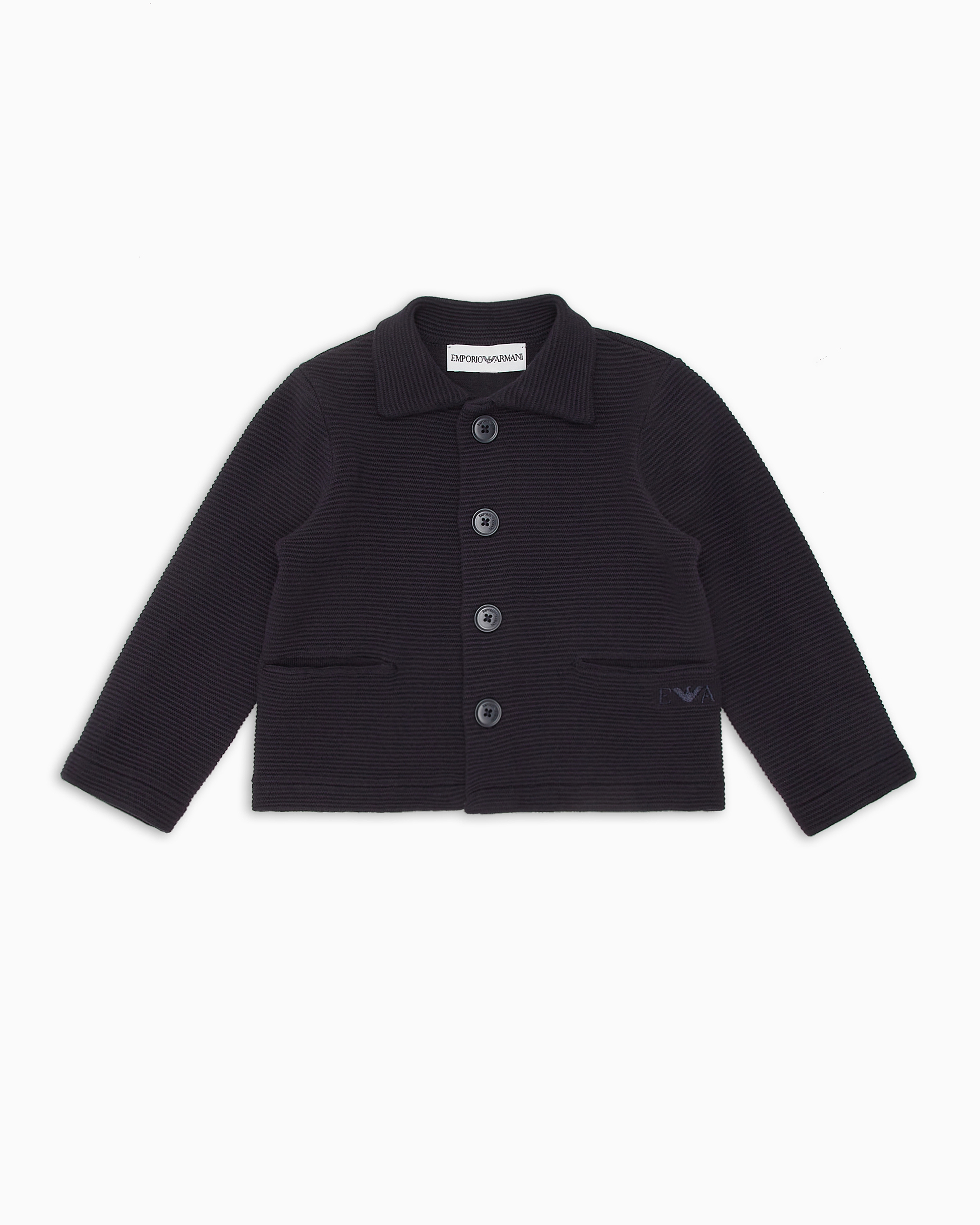 Emporio Armani Barré Fabric Jacket In Navy Blue