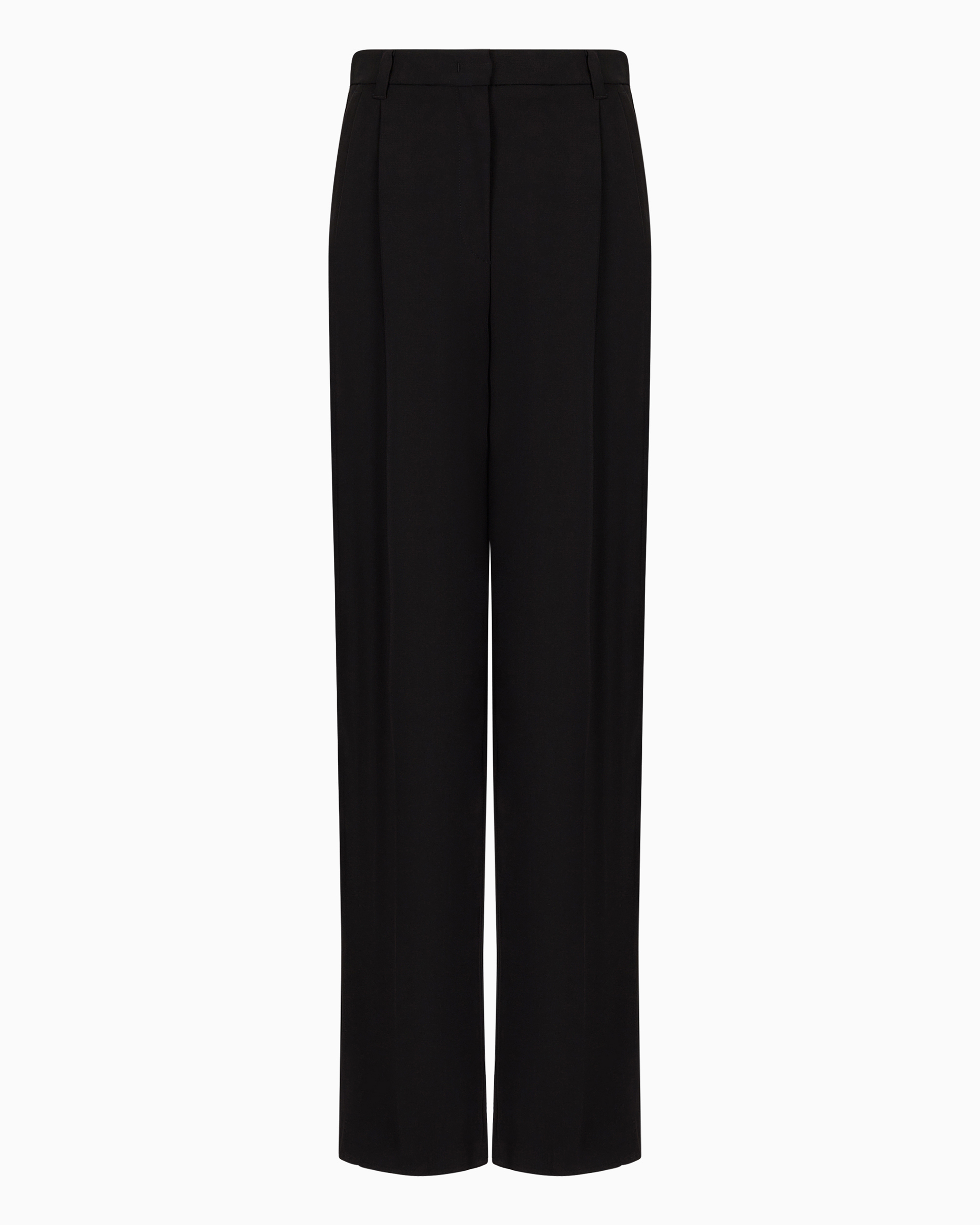 Emporio Armani Darted Trousers In Barathea Wool In Black
