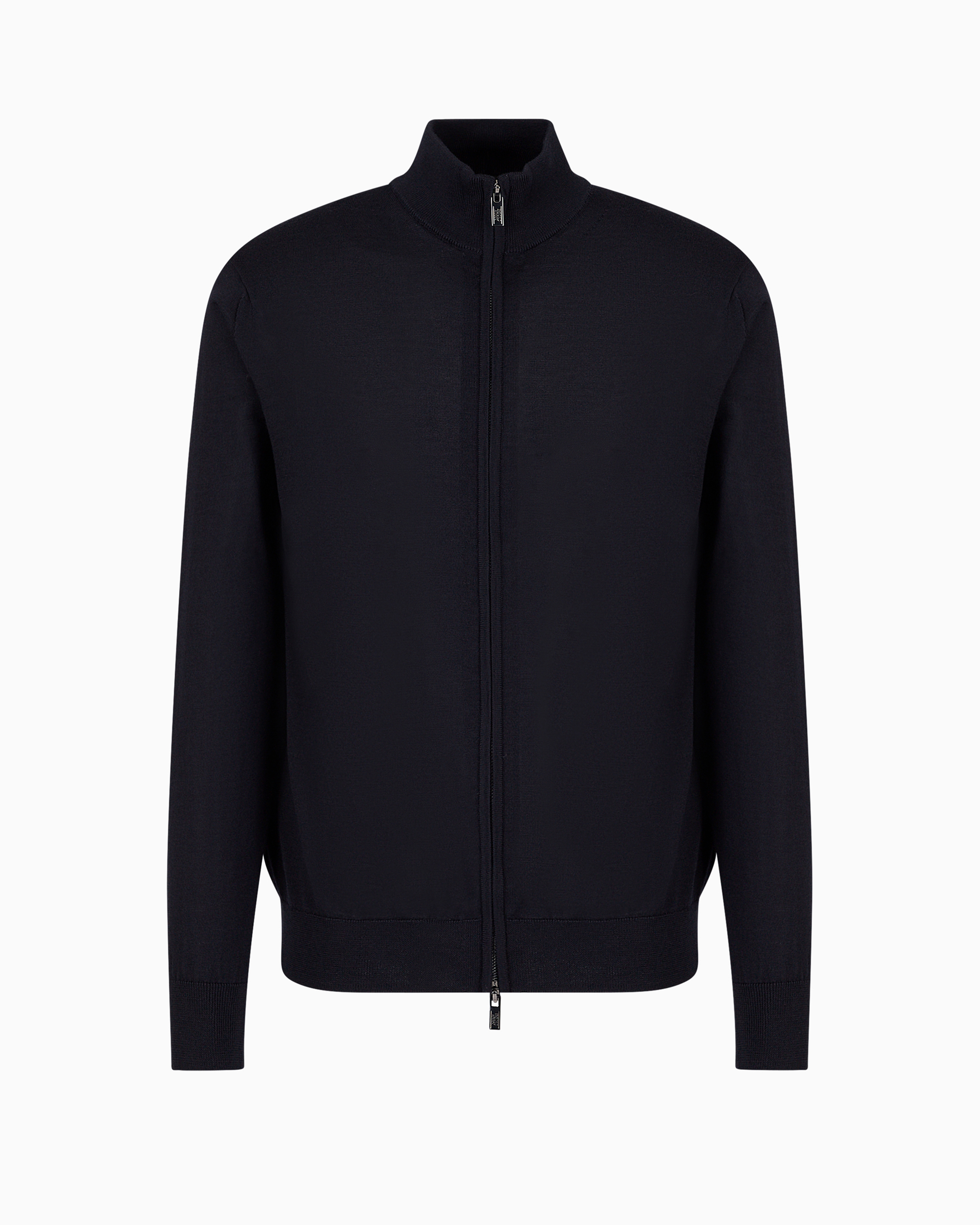 Emporio Armani Virgin-wool Full-zip Cardigan In Navy Blue