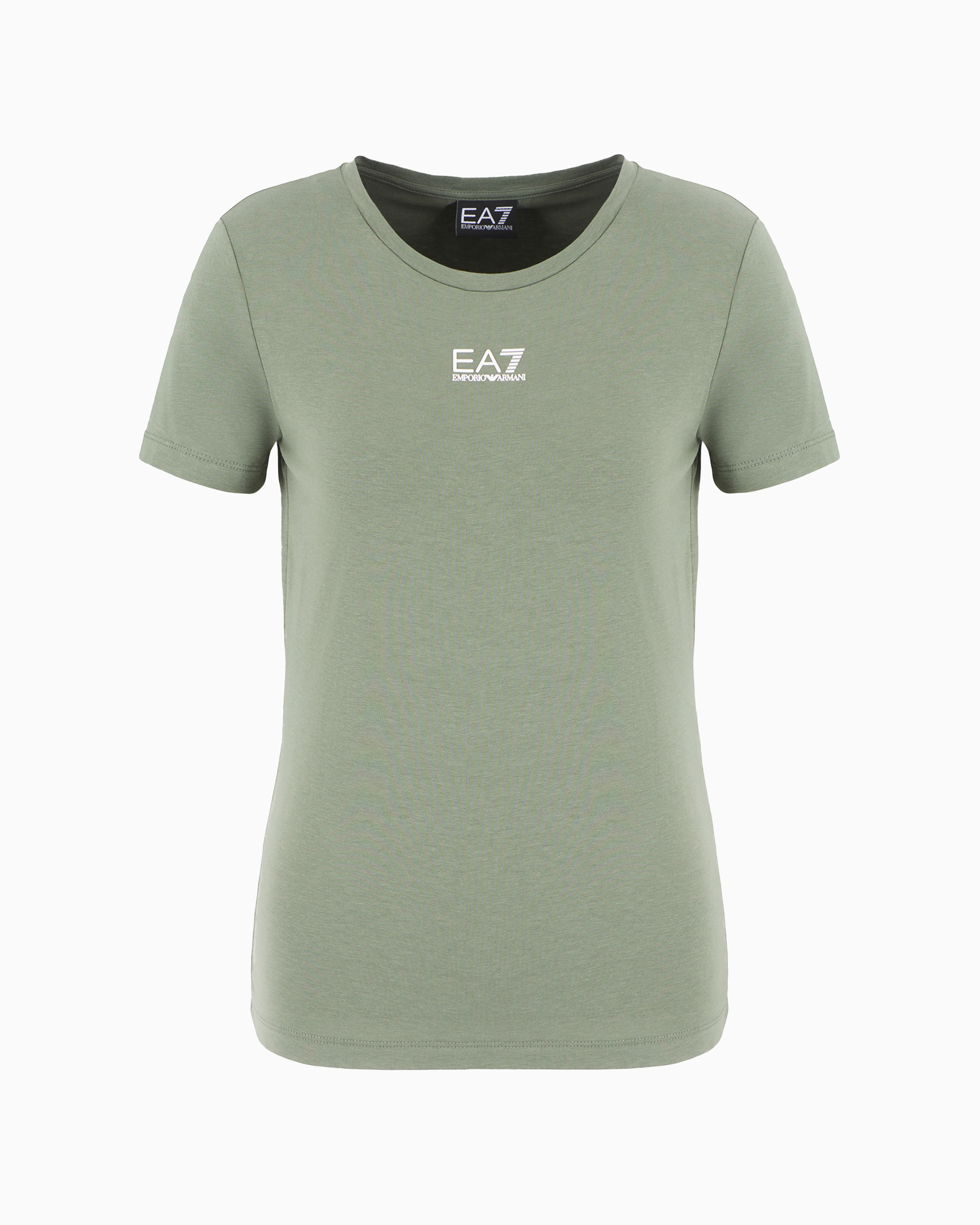 Ea7 Official Store Logo Series T-shirt Aus Einem Baumwoll-modalstretch-mischgewebe In Hellgrün