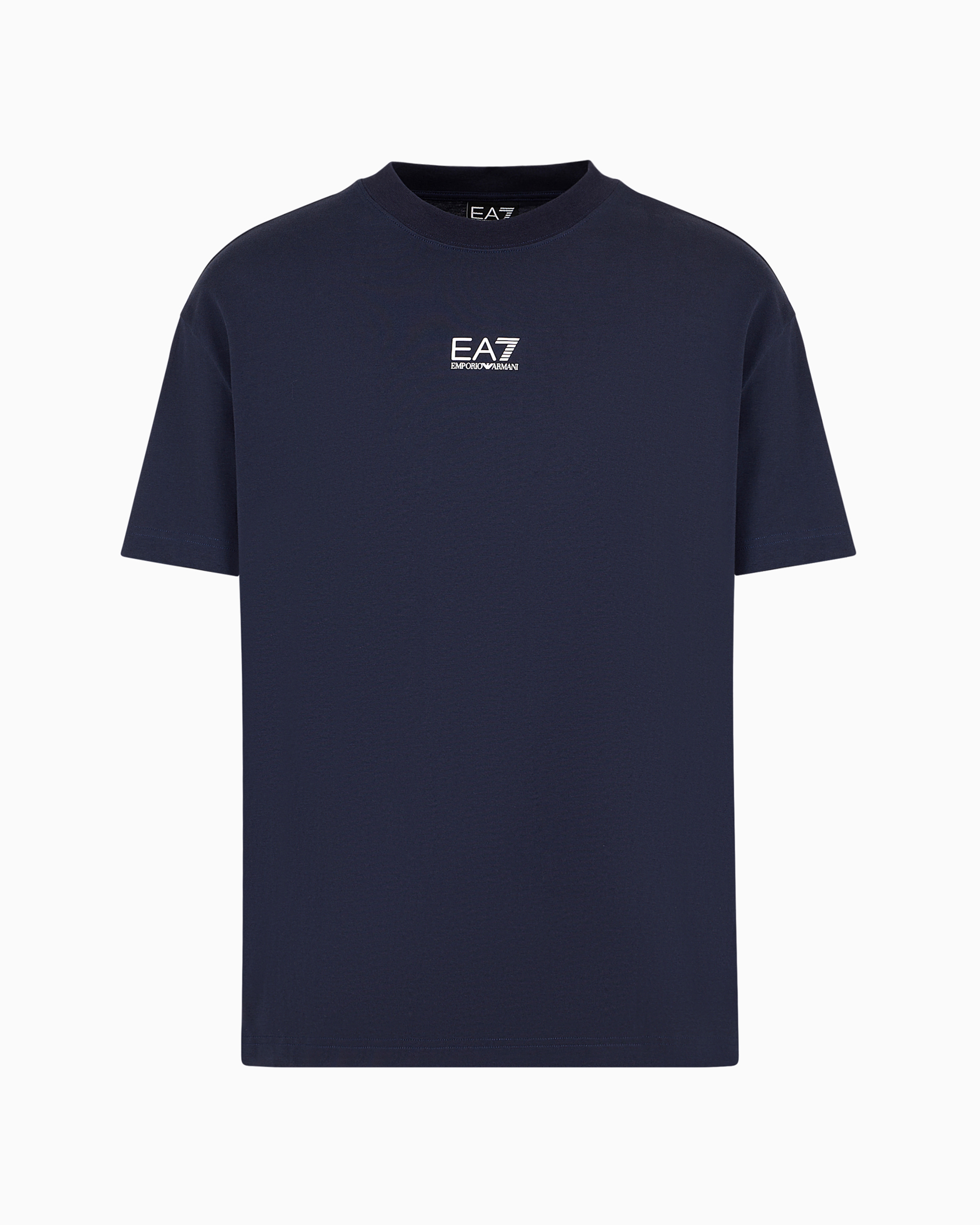 Shop Ea7 Graphic Series Cotton Crew-neck T-shirt In Navy_blue