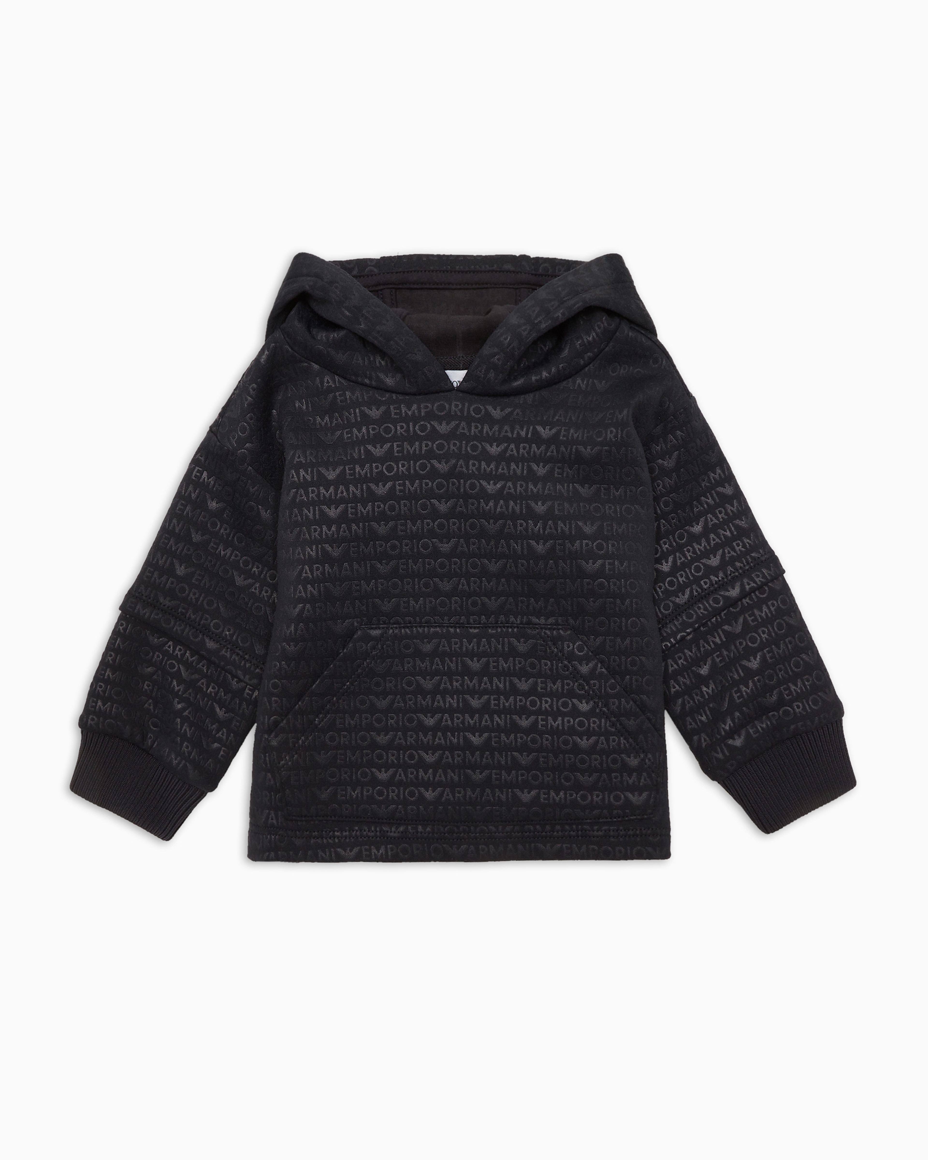 【EMPORIO ARMANI】 Men's Lettering Hoodie ★ Over Fit Double-jersey hooded zip-up sweatshirt with all-over flocked
