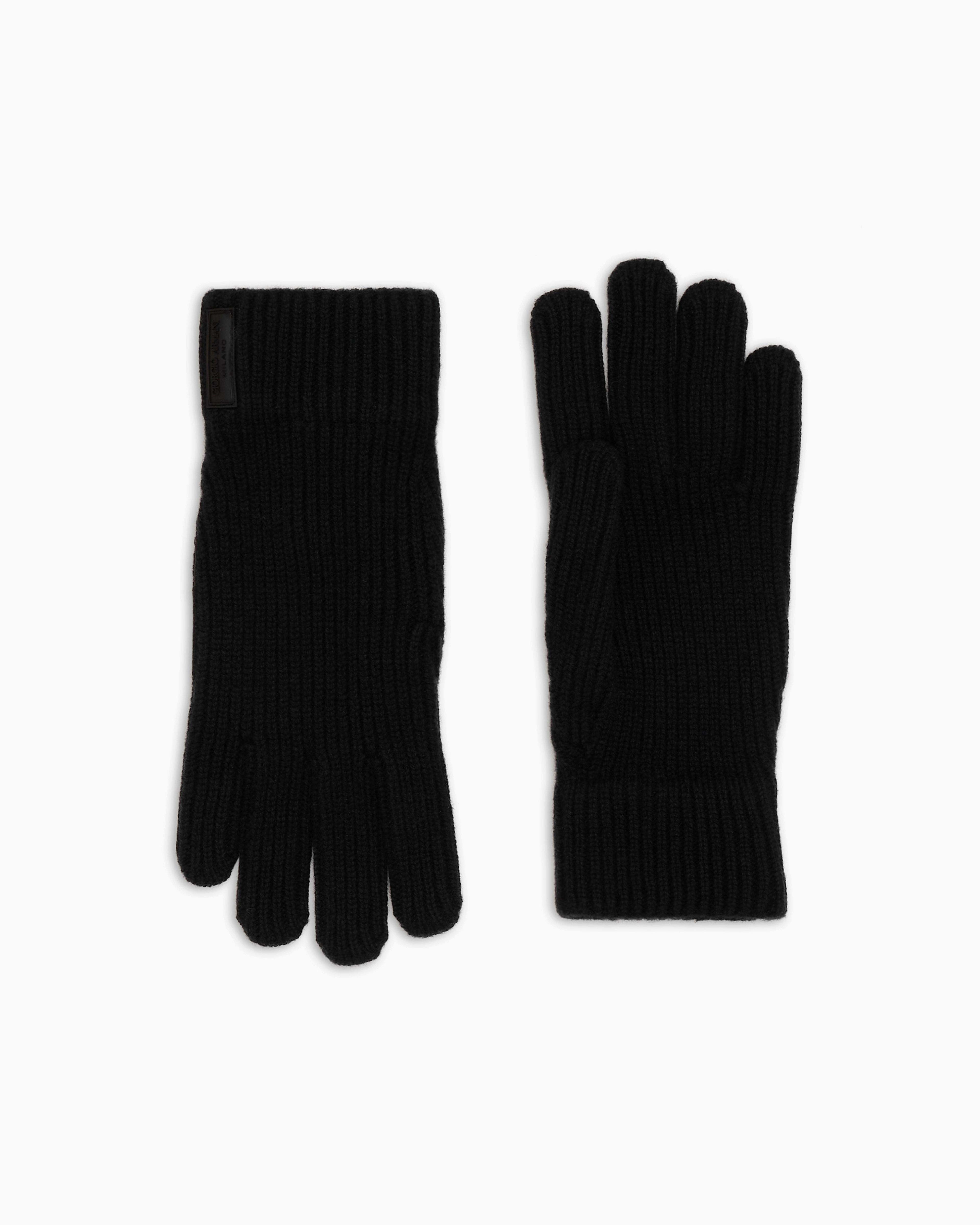 Giorgio Armani Official Store Gloves In Pure Cashmere Knit In Black