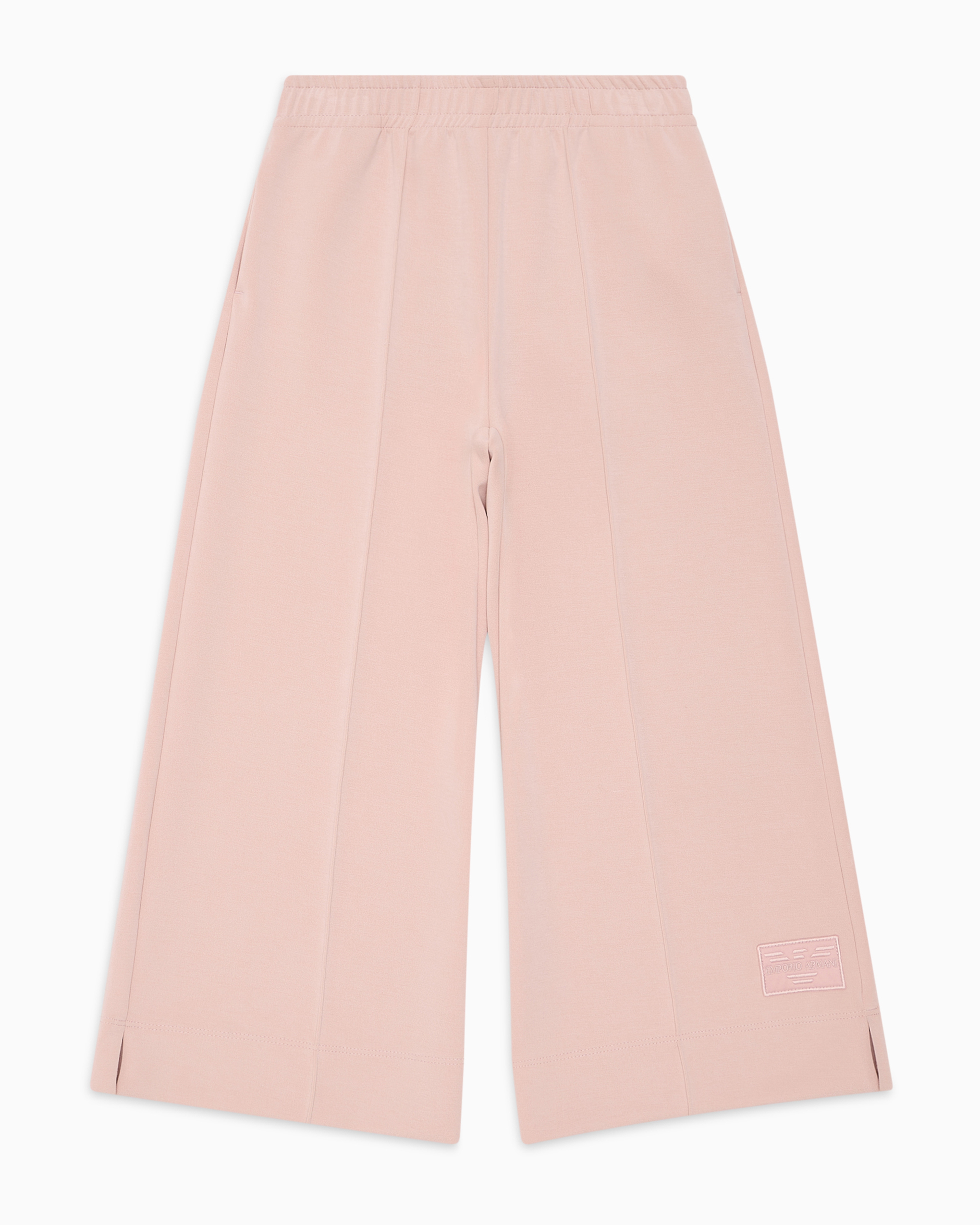 Emporio Armani Modal Jersey Flared Trousers With Elasticated Waist In Rose