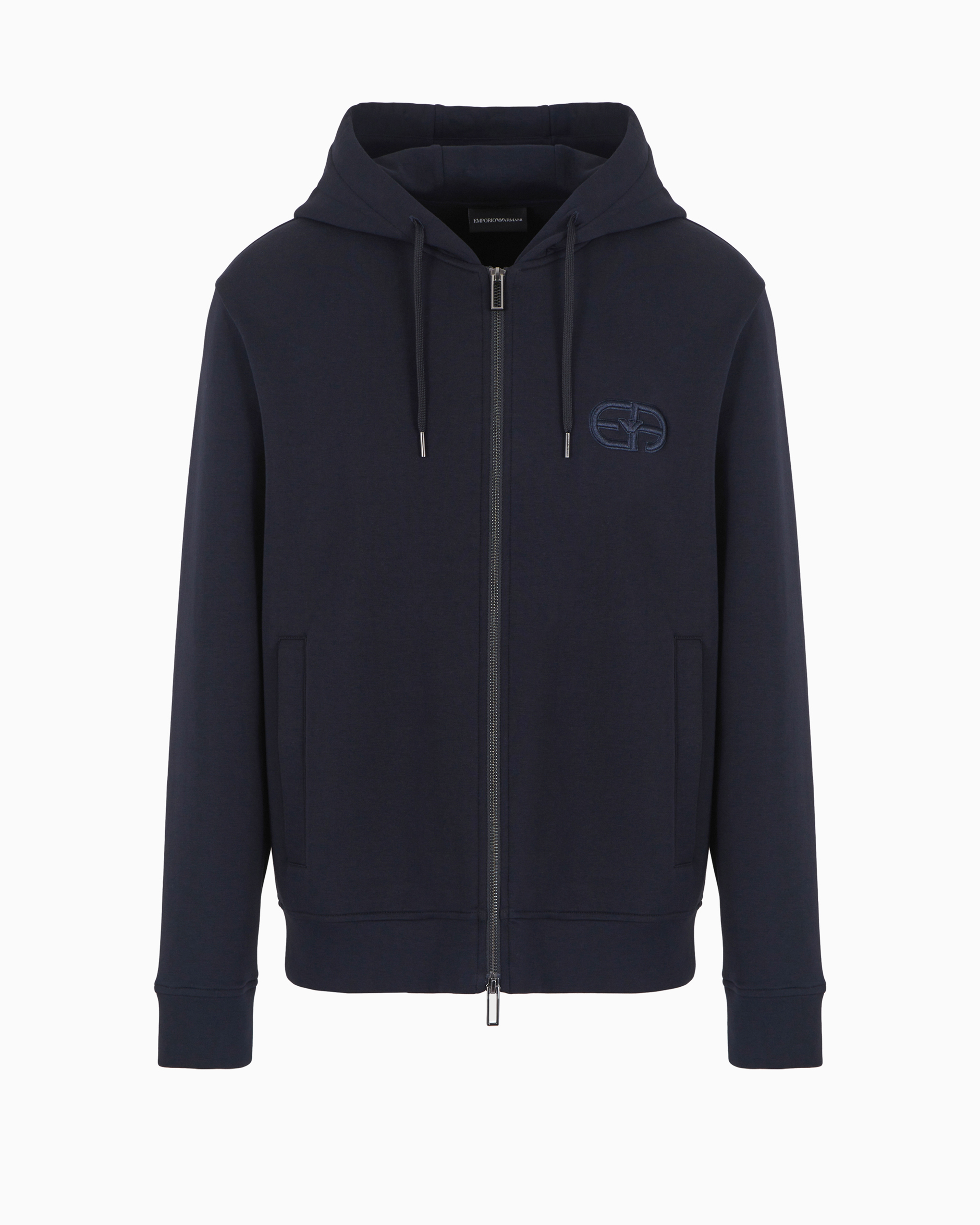 Emporio Armani Men's Logo Cotton Hoodie In Blue