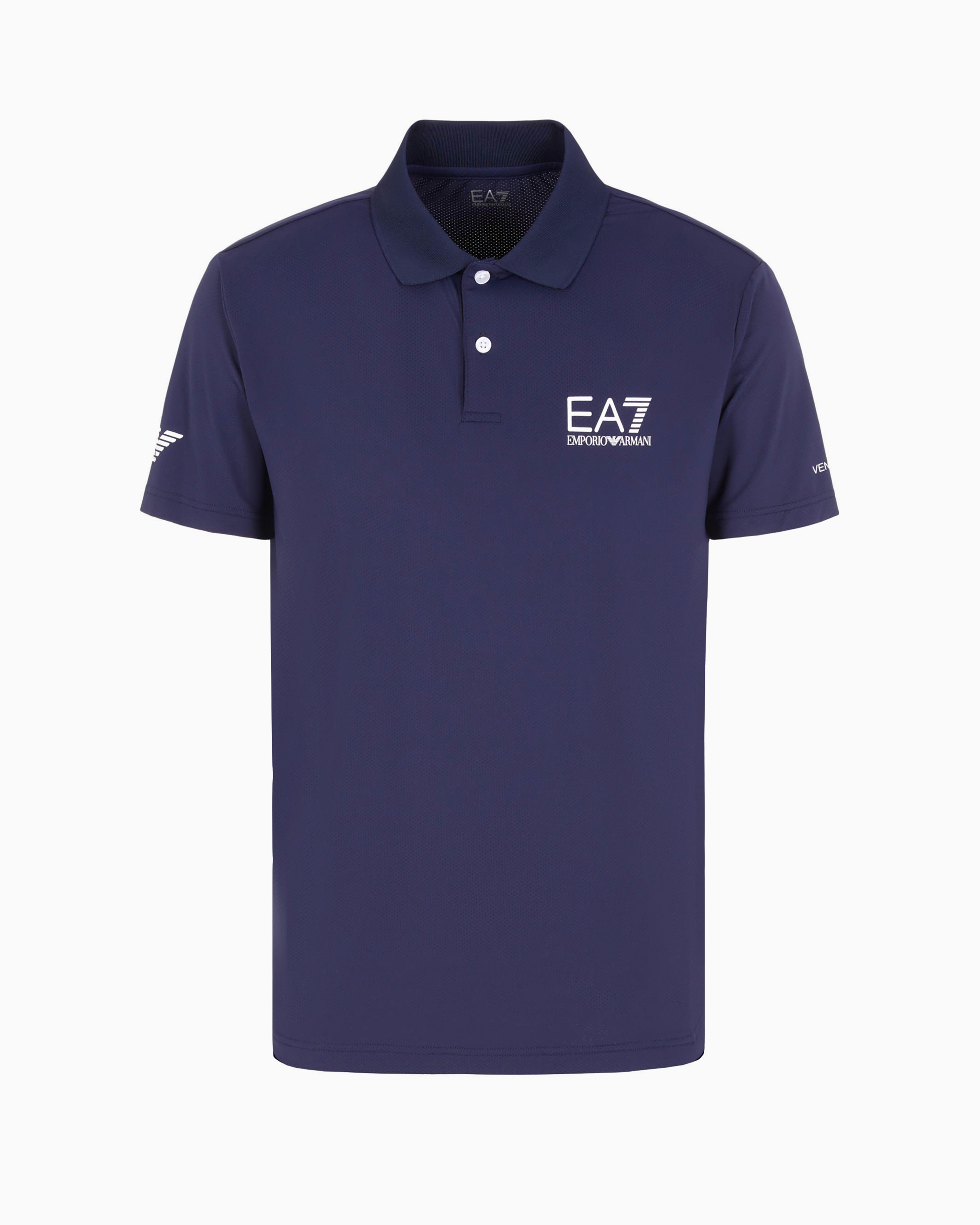 Shop Ea7 Tennis Pro Polo Shirt In Ventus7 Technical Fabric In Navy Blue