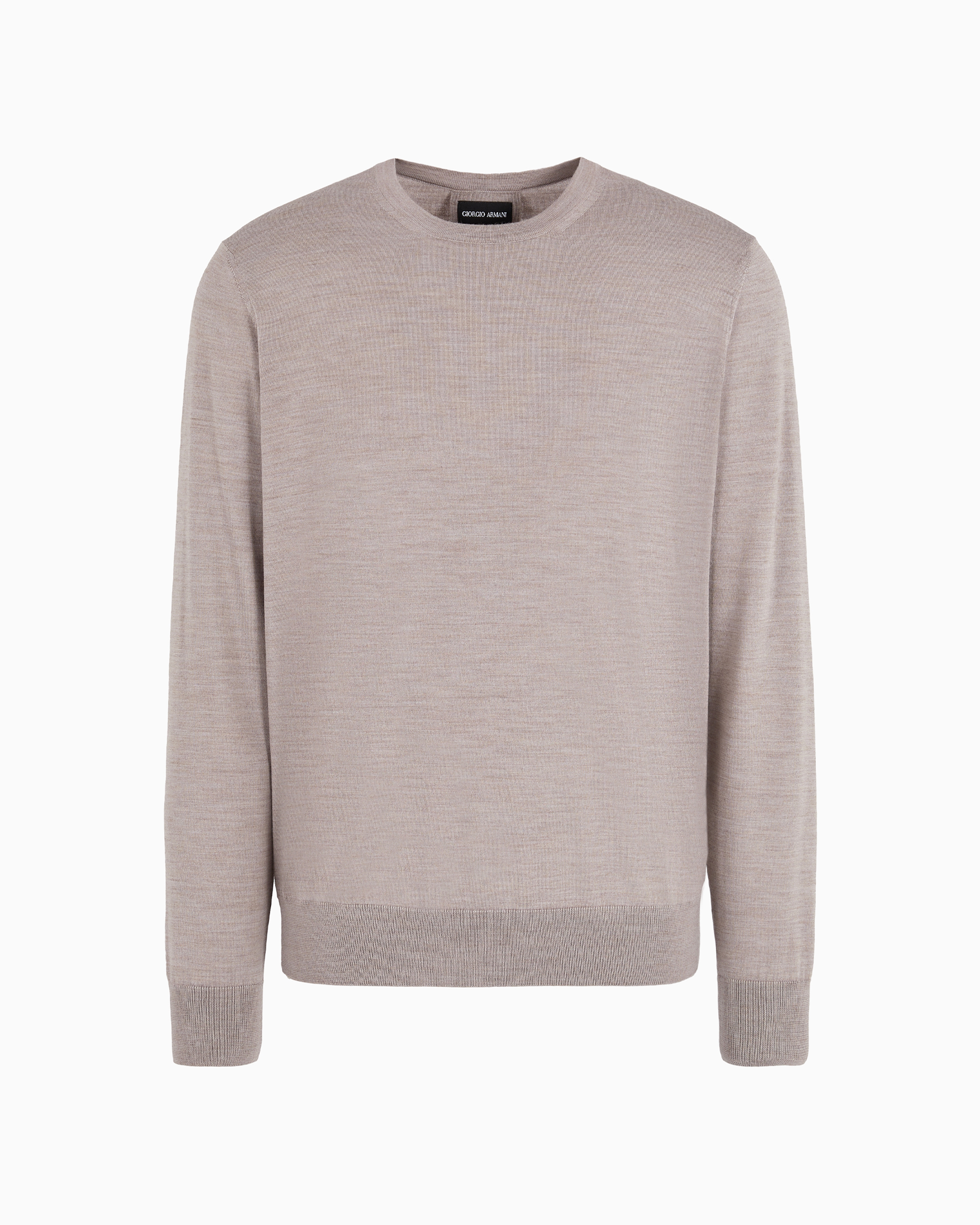 Shop Giorgio Armani Virgin-wool, Crew-neck Jumper In Beige