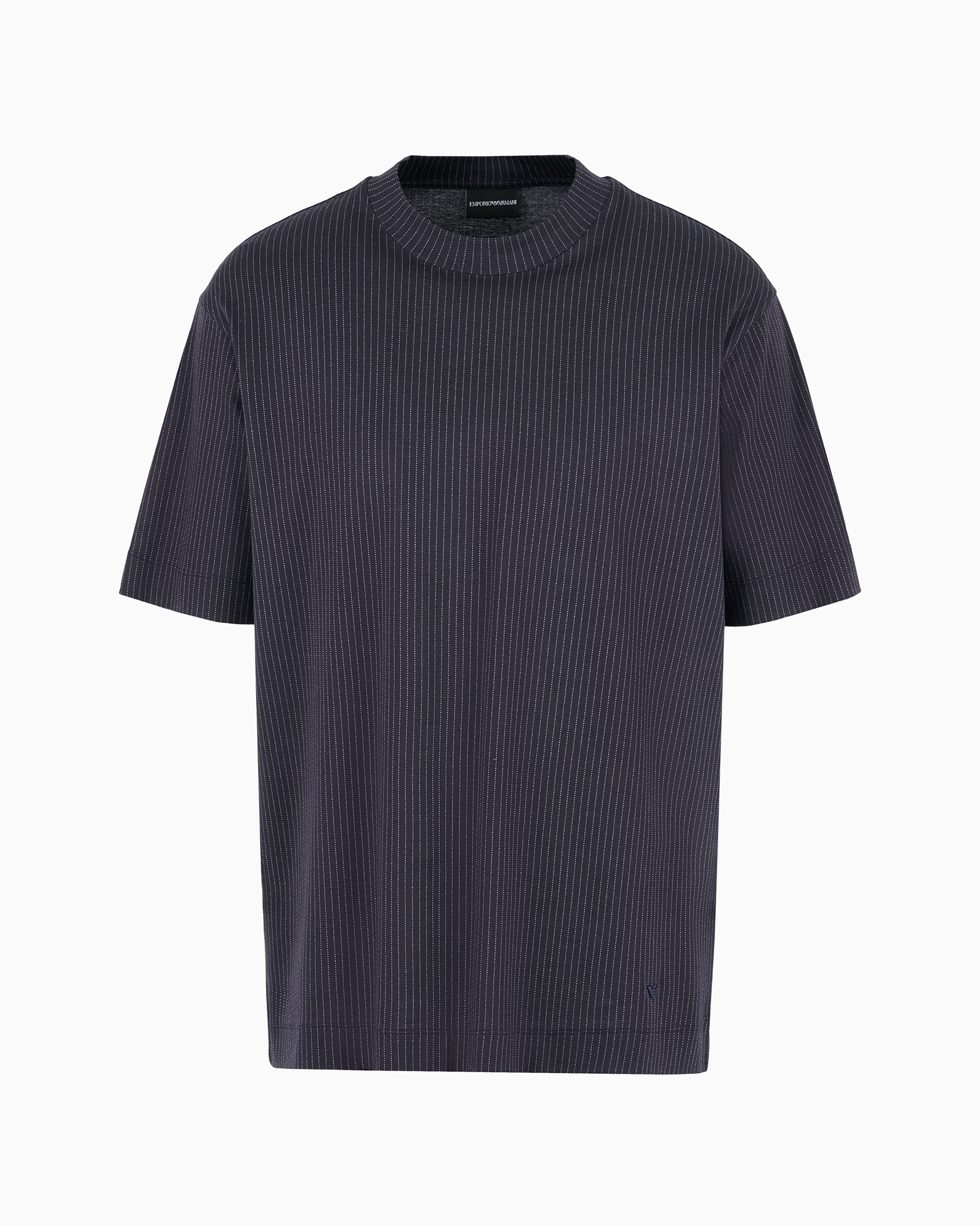 Emporio Armani Official Store Asv Lyocell-blend Jersey Striped T-shirt In Bleu Marine