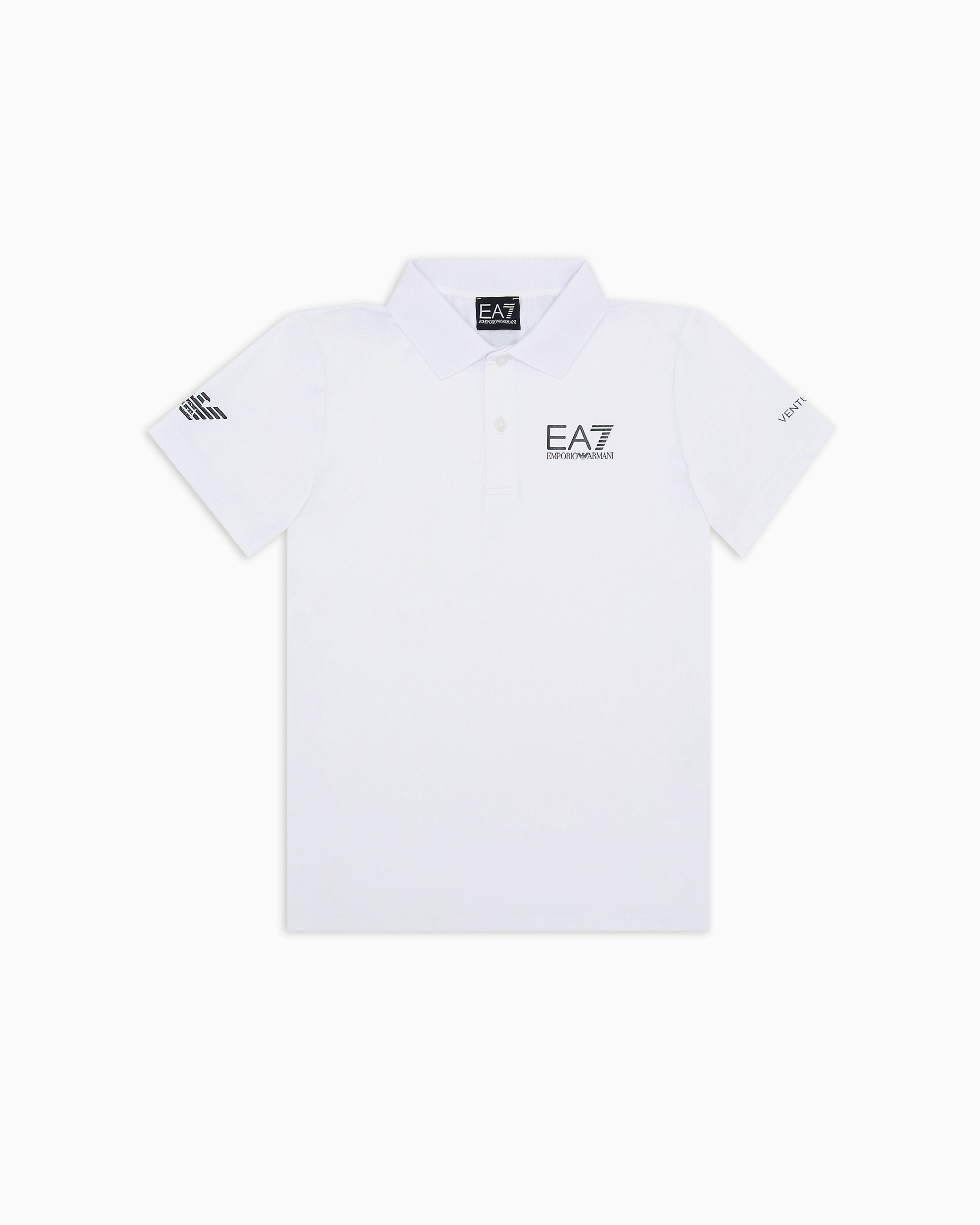 Ea7 Official Store Tennis Pro Boy Polo Shirt In Ventus7 Technical Fabric In White