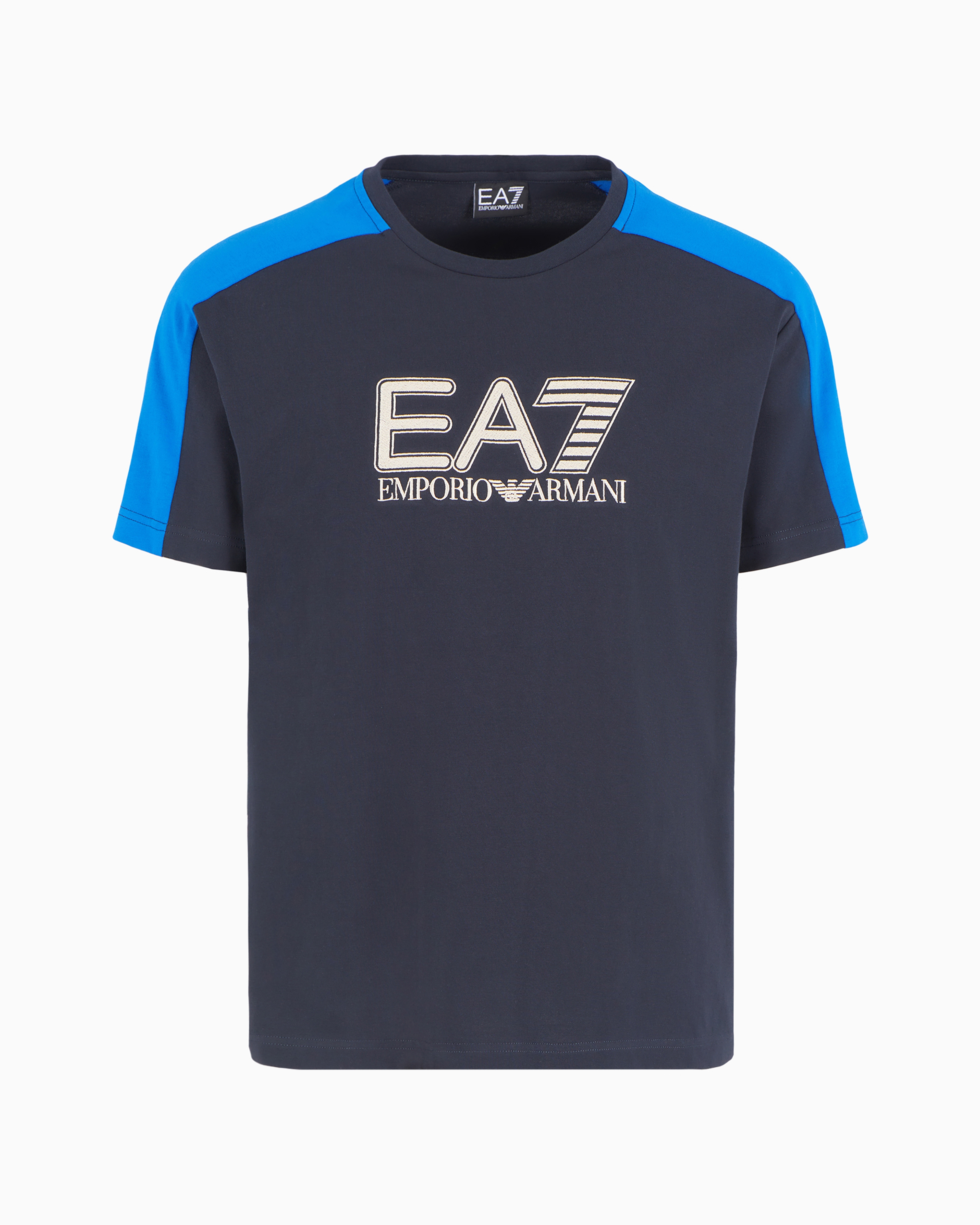 Ea7 Logo-embroidered T-shirt In Navy Blue