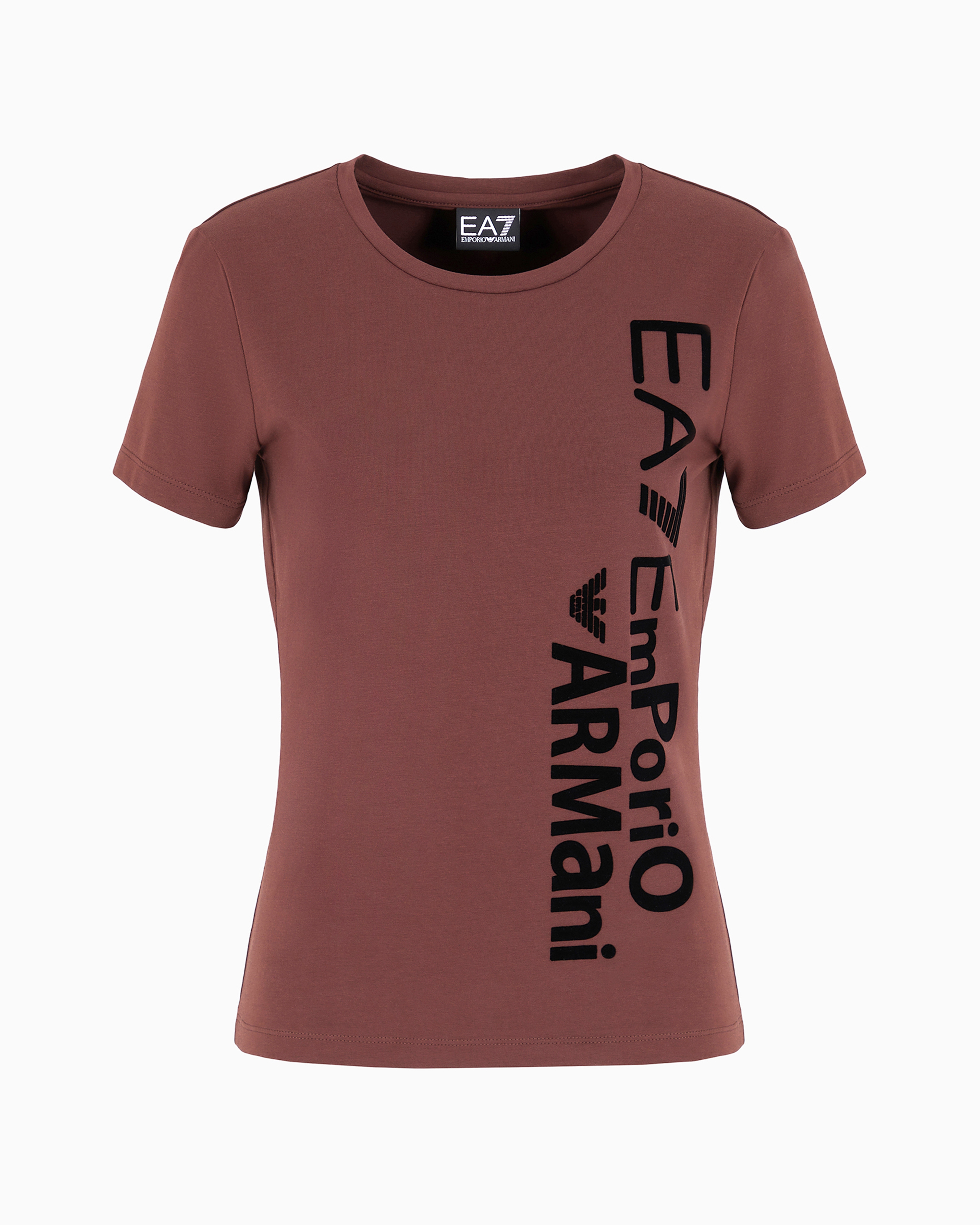 Ea7 Official Store Graphic Series T-shirt Mit Rundhalsausschnitt Aus Baumwollstretch In Brown