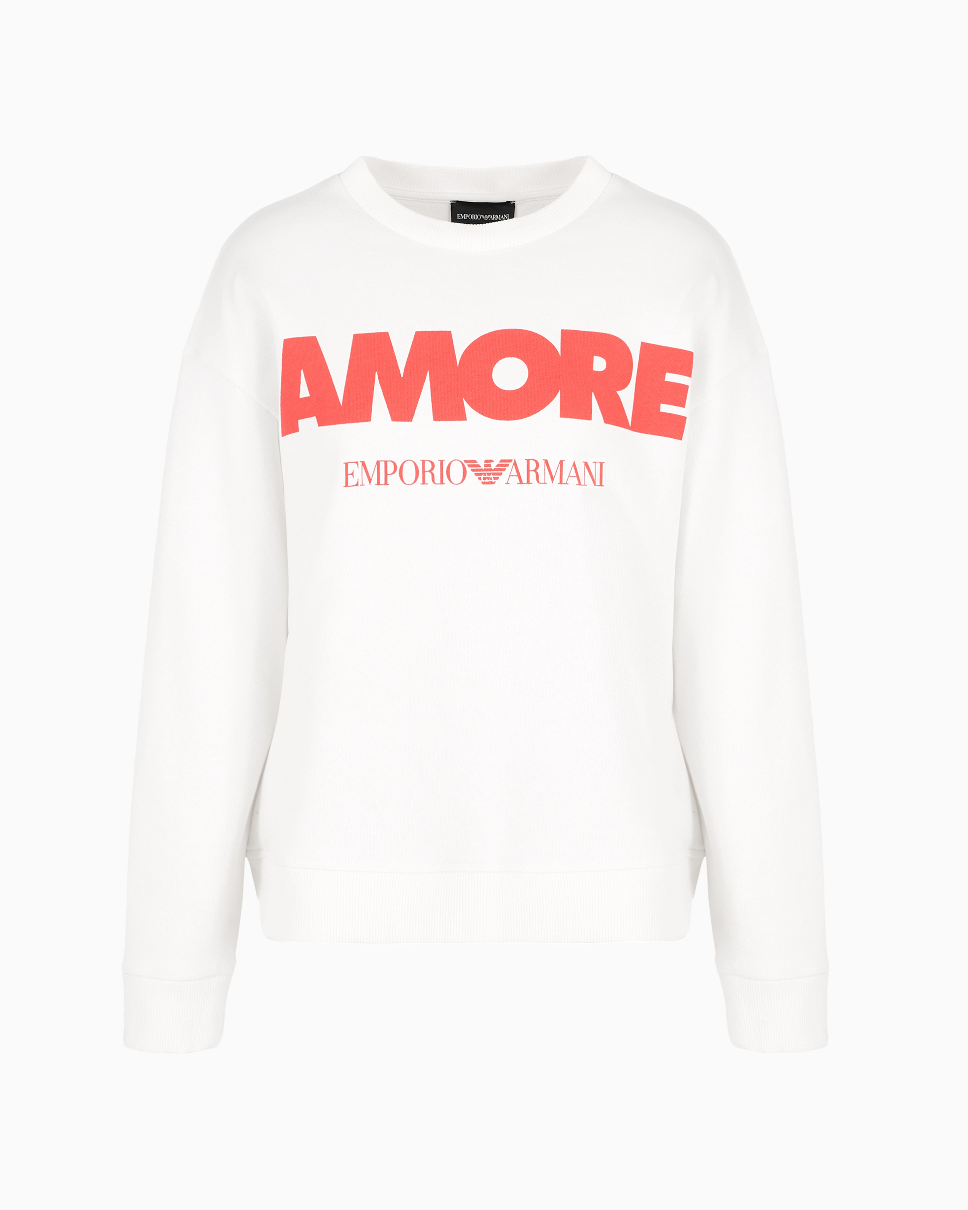 Emporio Armani Official Store Asv Amore Printed Organic Jersey Sweatshirt In White