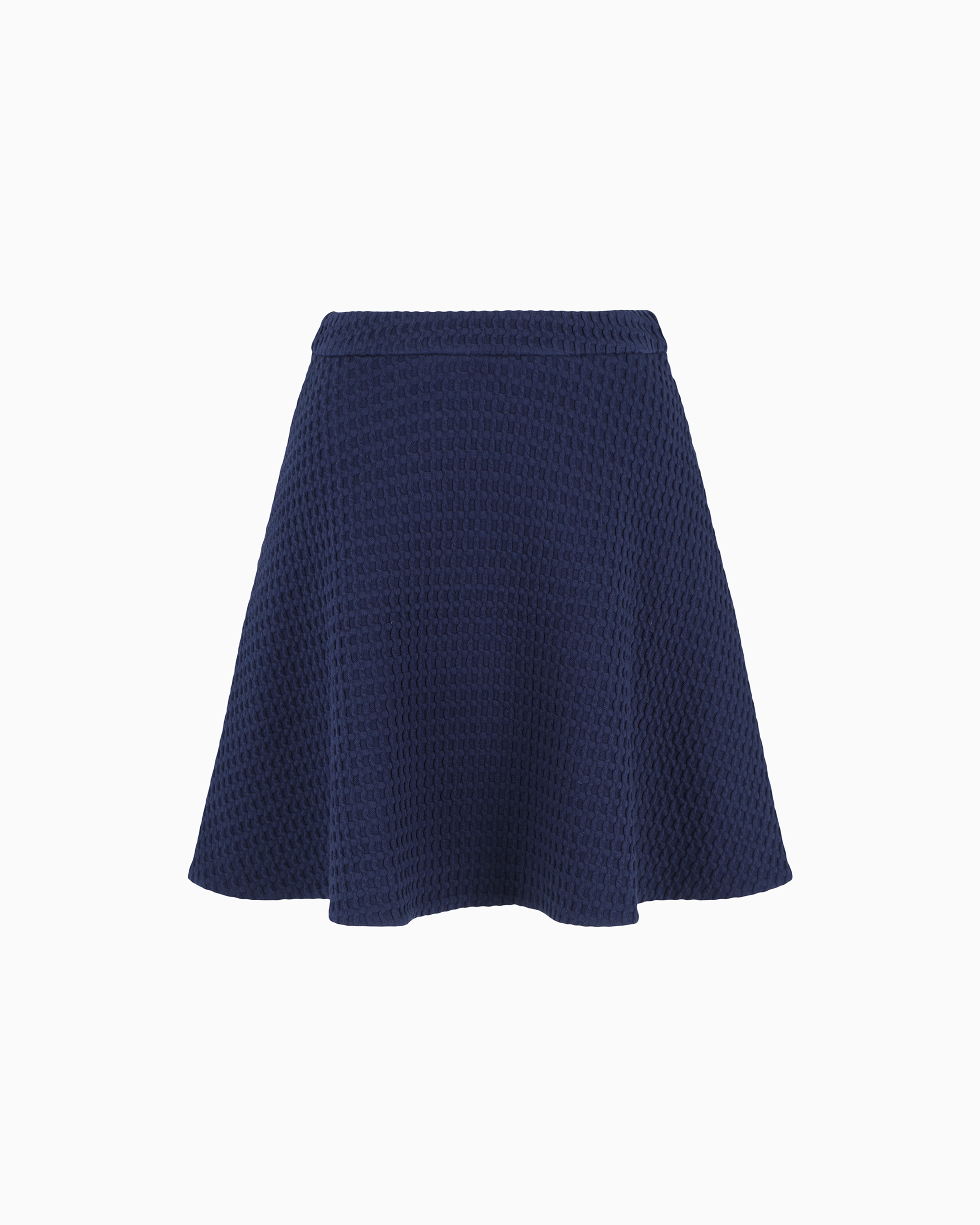 Emporio Armani Official Store Waffle-effect Knit Flared Skirt In Blue