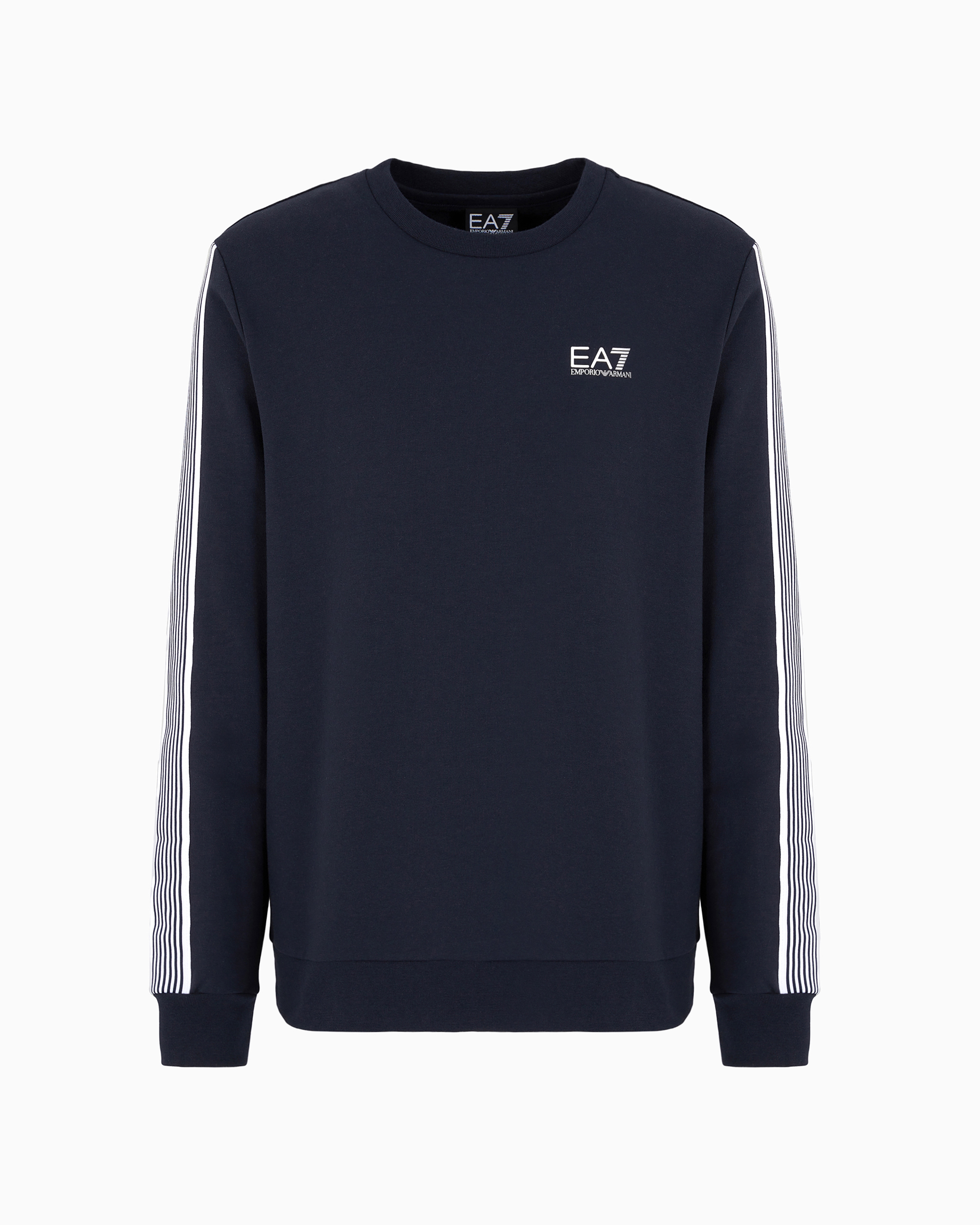 Ea7 Official Store Asv 7 Lines Crew-neck Sweatshirt In A Recycled Cotton Blend In Black