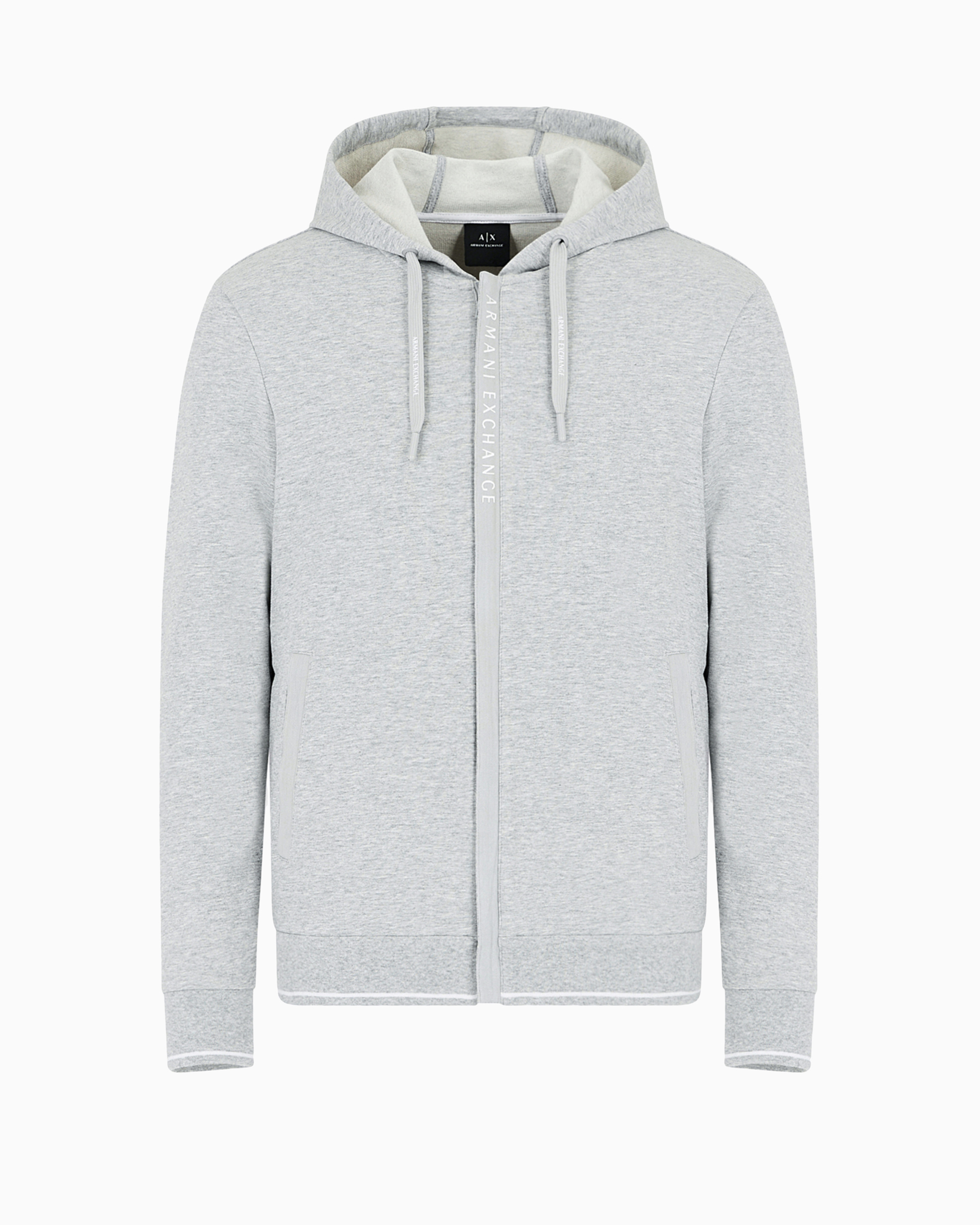 Shop Armani Exchange Stretch Fabric Zip-up Sweatshirt In Grey