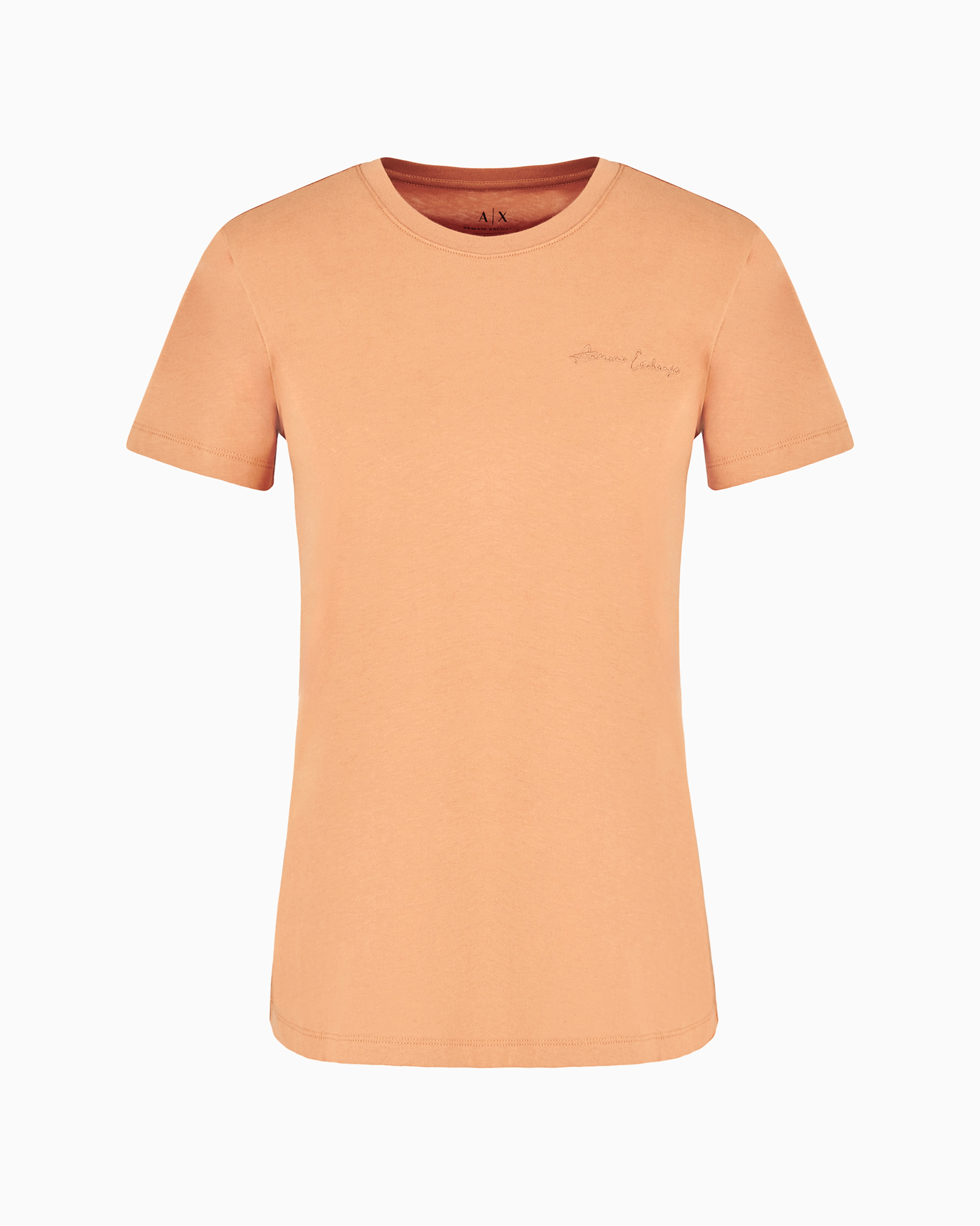 Armani Exchange Official Store Regular Fit T-shirt With Mini Signature Print In Asv Cotton In Buff