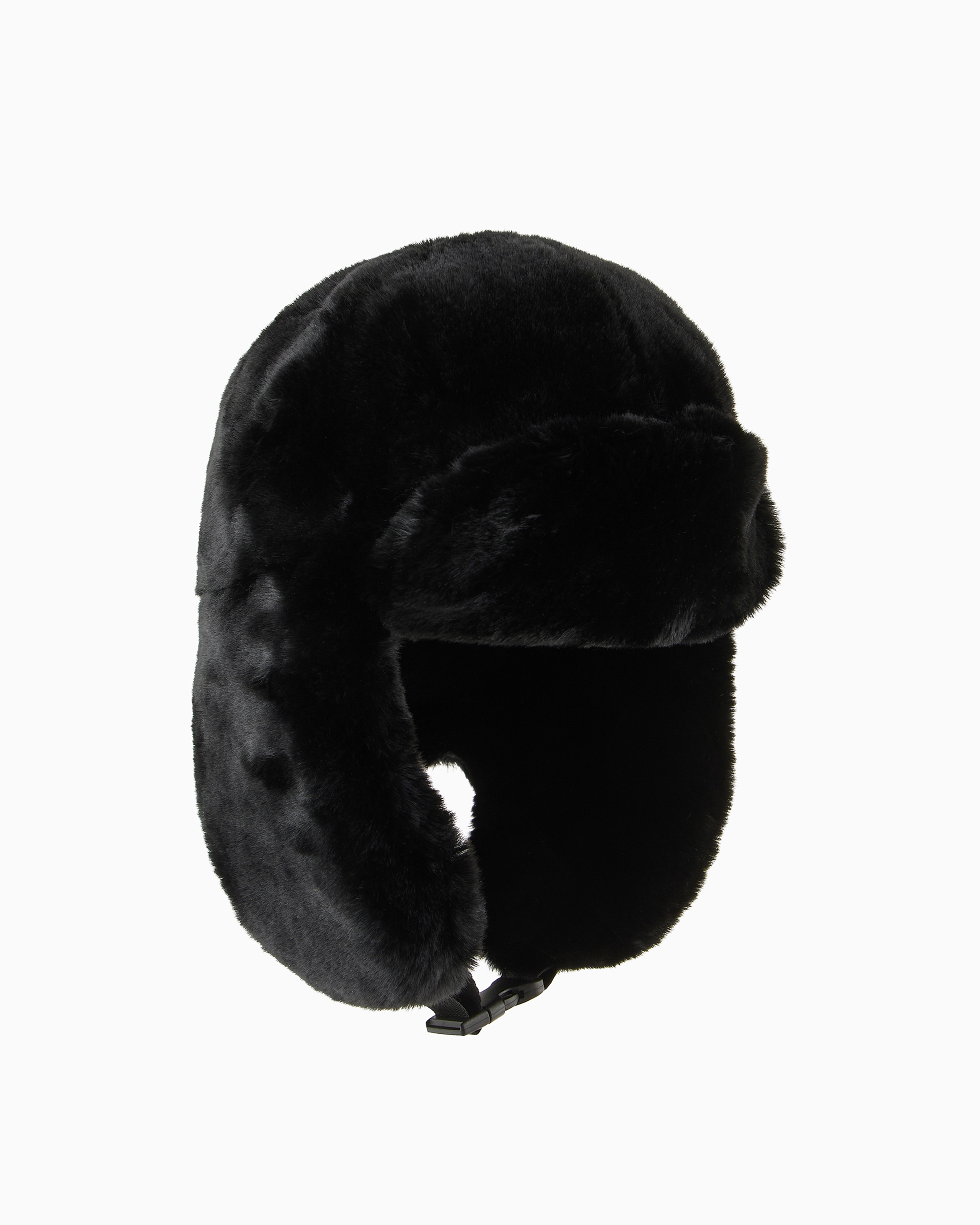 Shop Ea7 Trapper Hat With Earflaps In Teddy-effect Fabric In Black