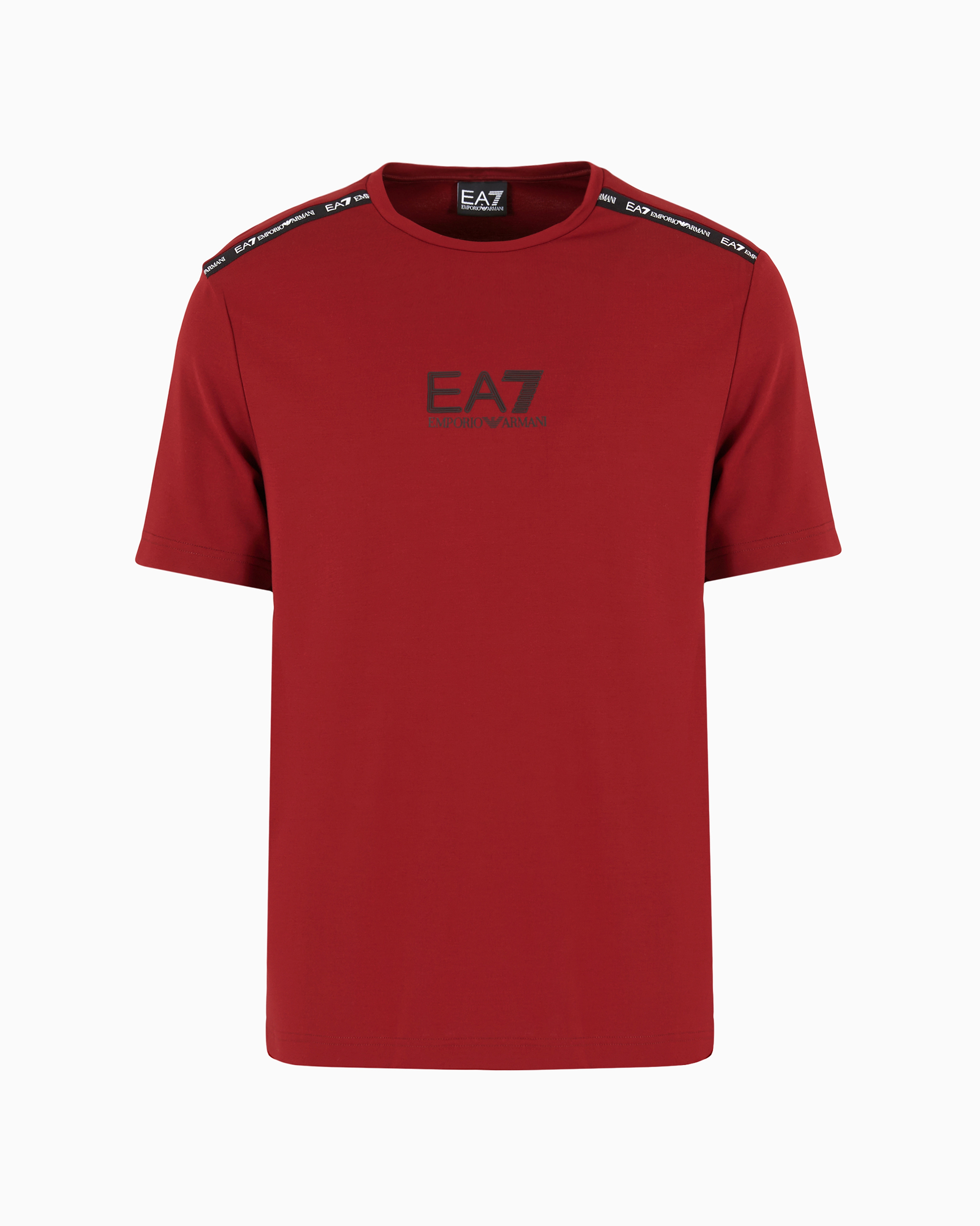 Ea7 Logo Series Crew-neck T-shirt In A Stretch Viscose Blend In Red