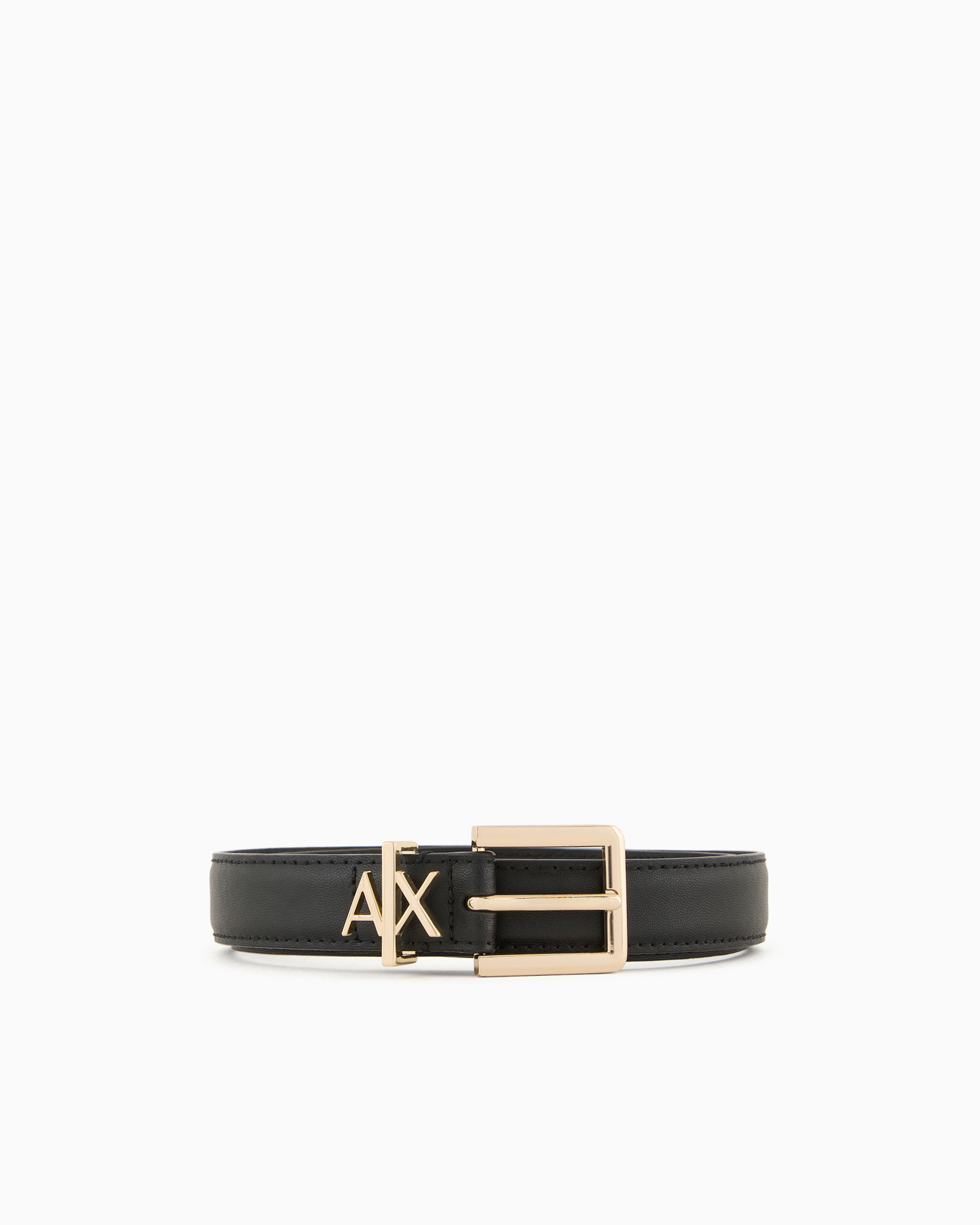 Armani Exchange Official Store Thin Belt With Small Logo In Black