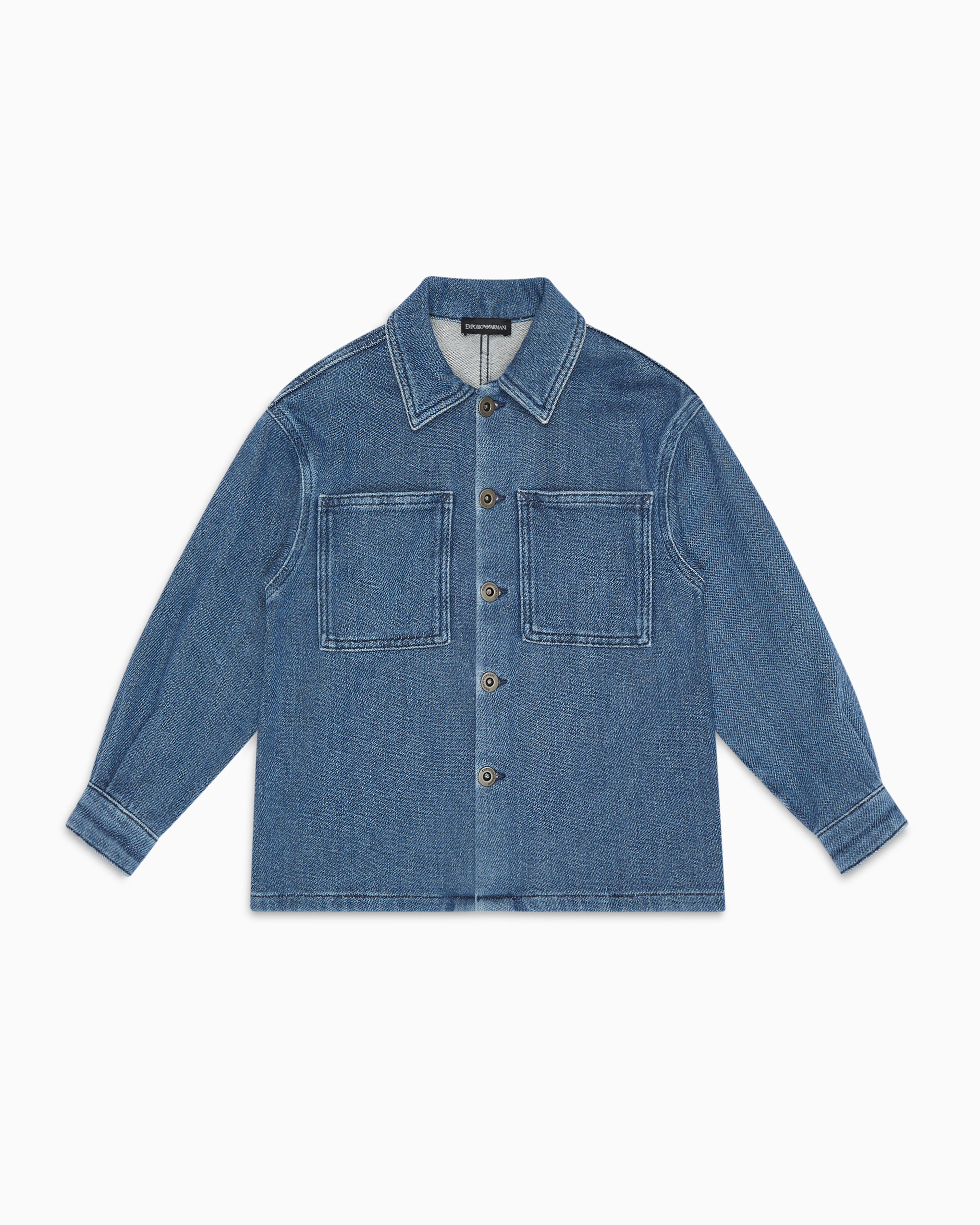 Emporio Armani Viscose-blend Denim Shirt In Bleu Moyen