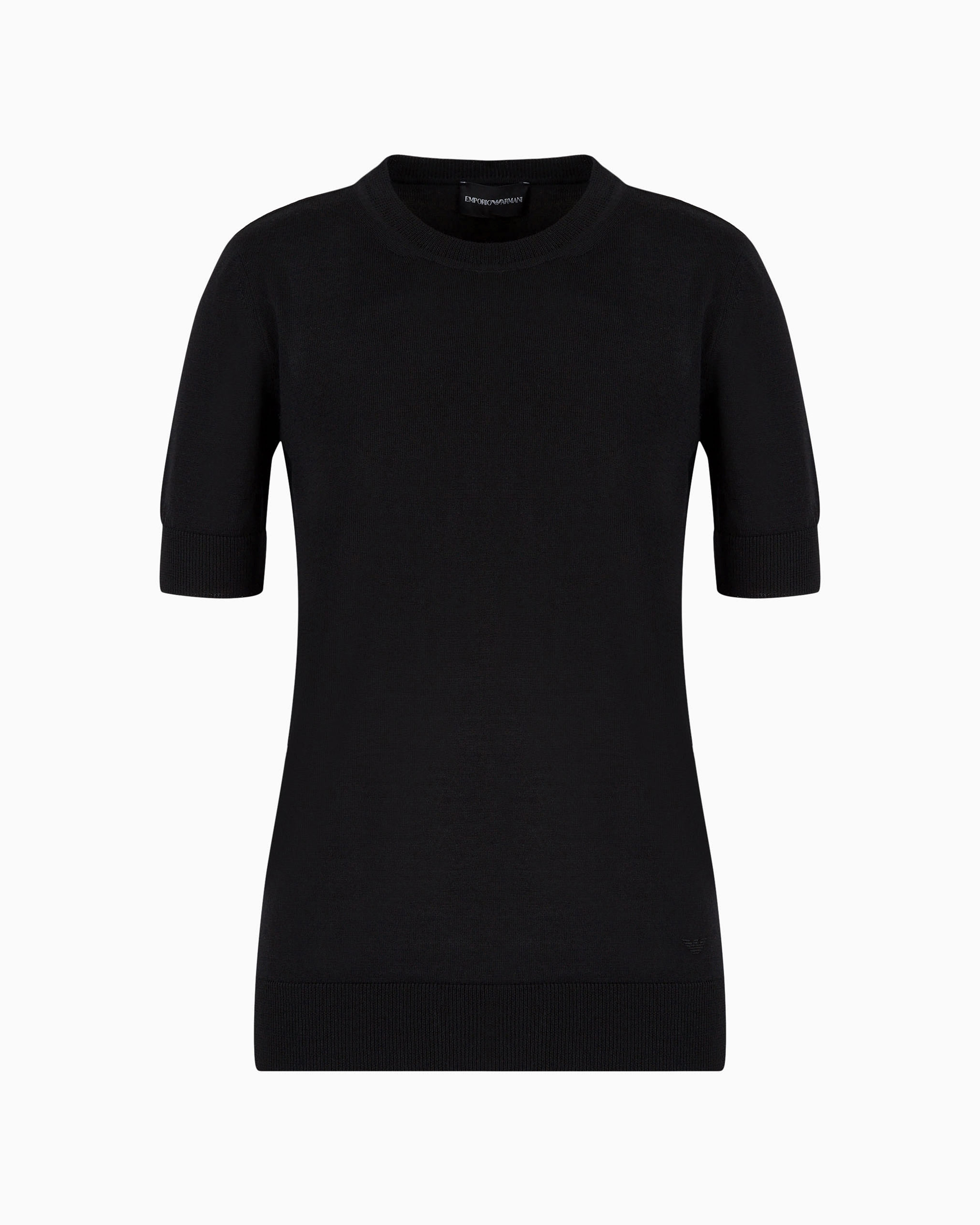 Emporio Armani Official Store Crew-neck Jumper In Pure Virgin Wool In Black