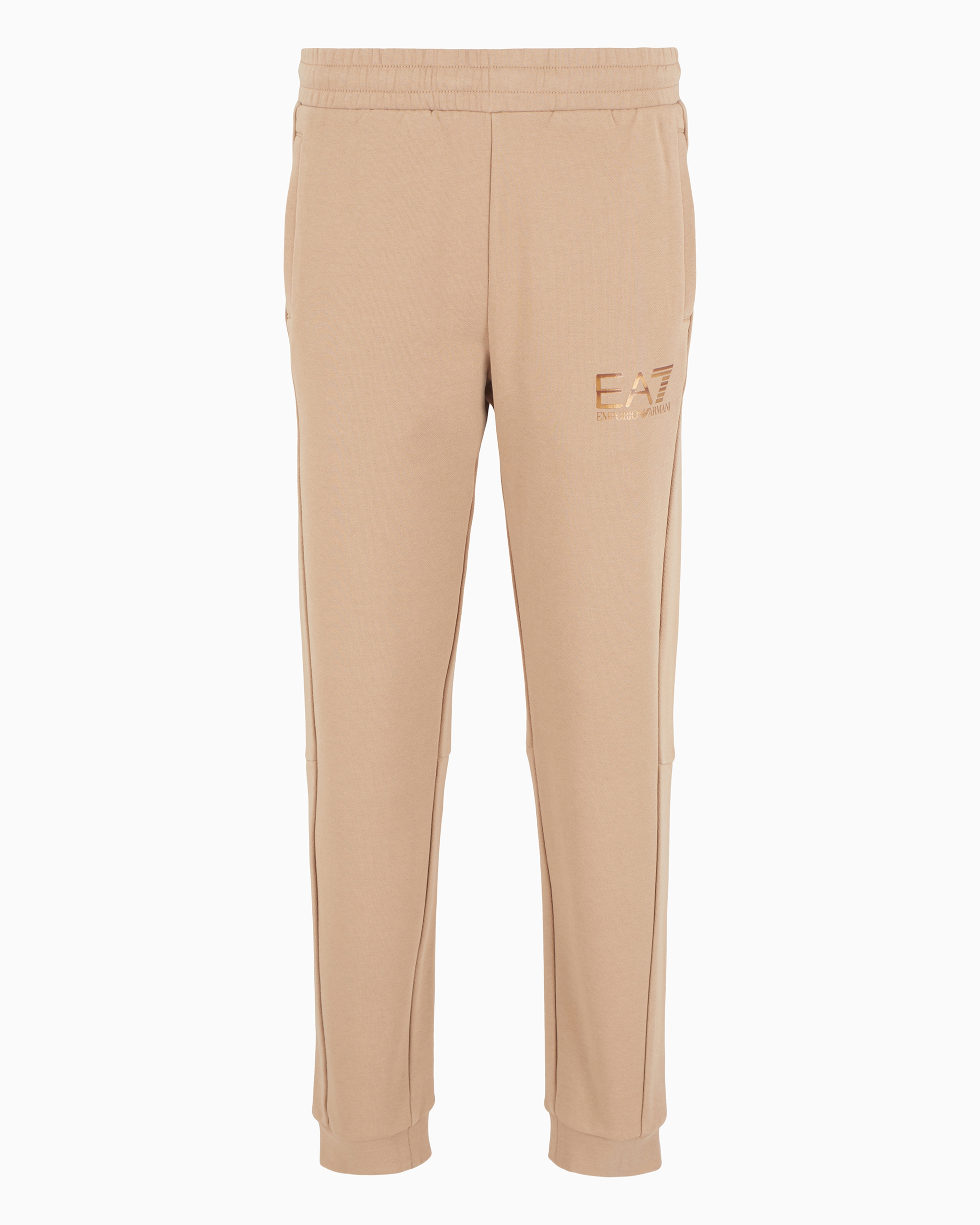 Ea7 Logo Series Cotton Joggers In Neutral