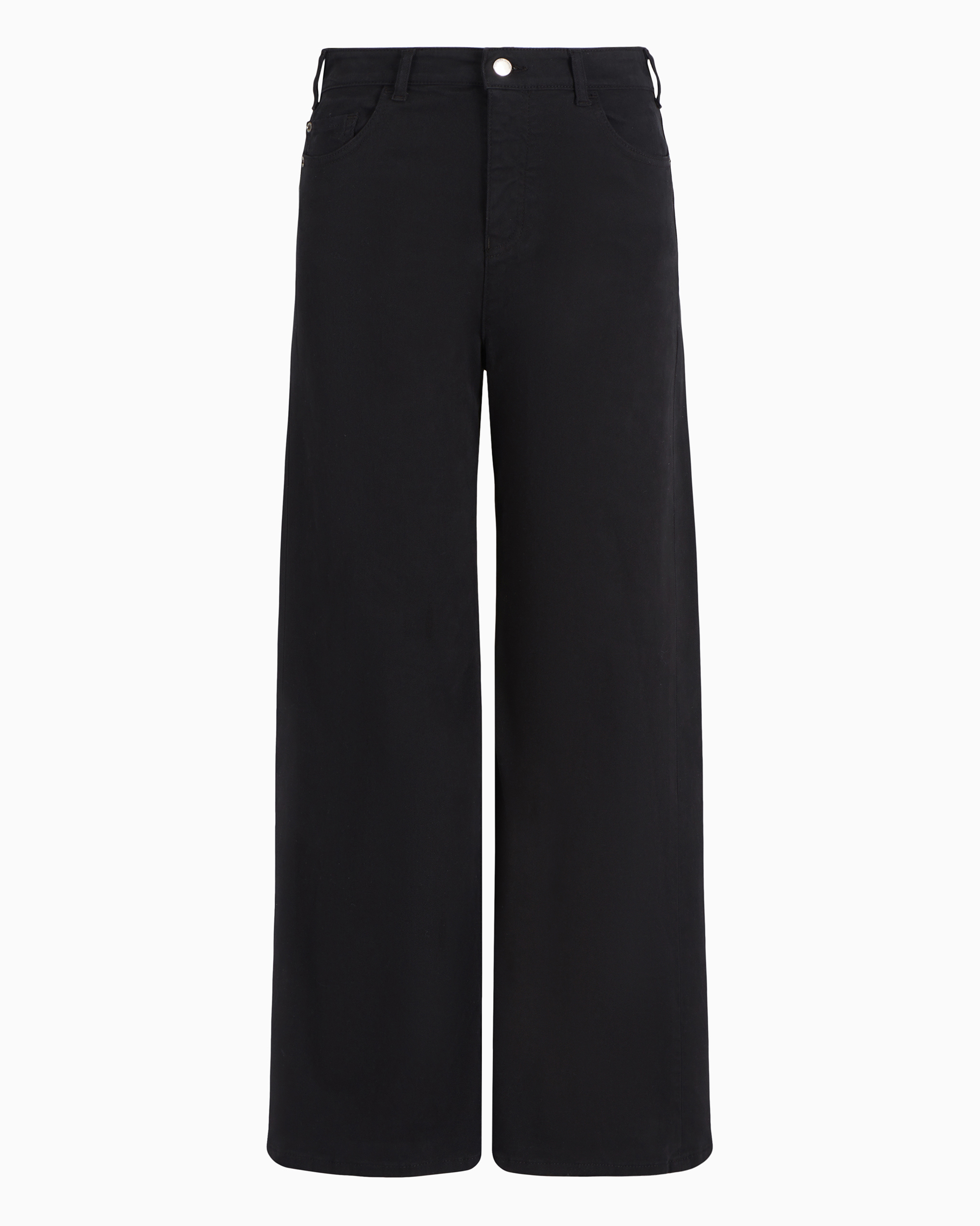 Emporio Armani J33 Mid-rise, Cropped Wide-leg Jeans In Garment-dyed Stretch Bull In Black