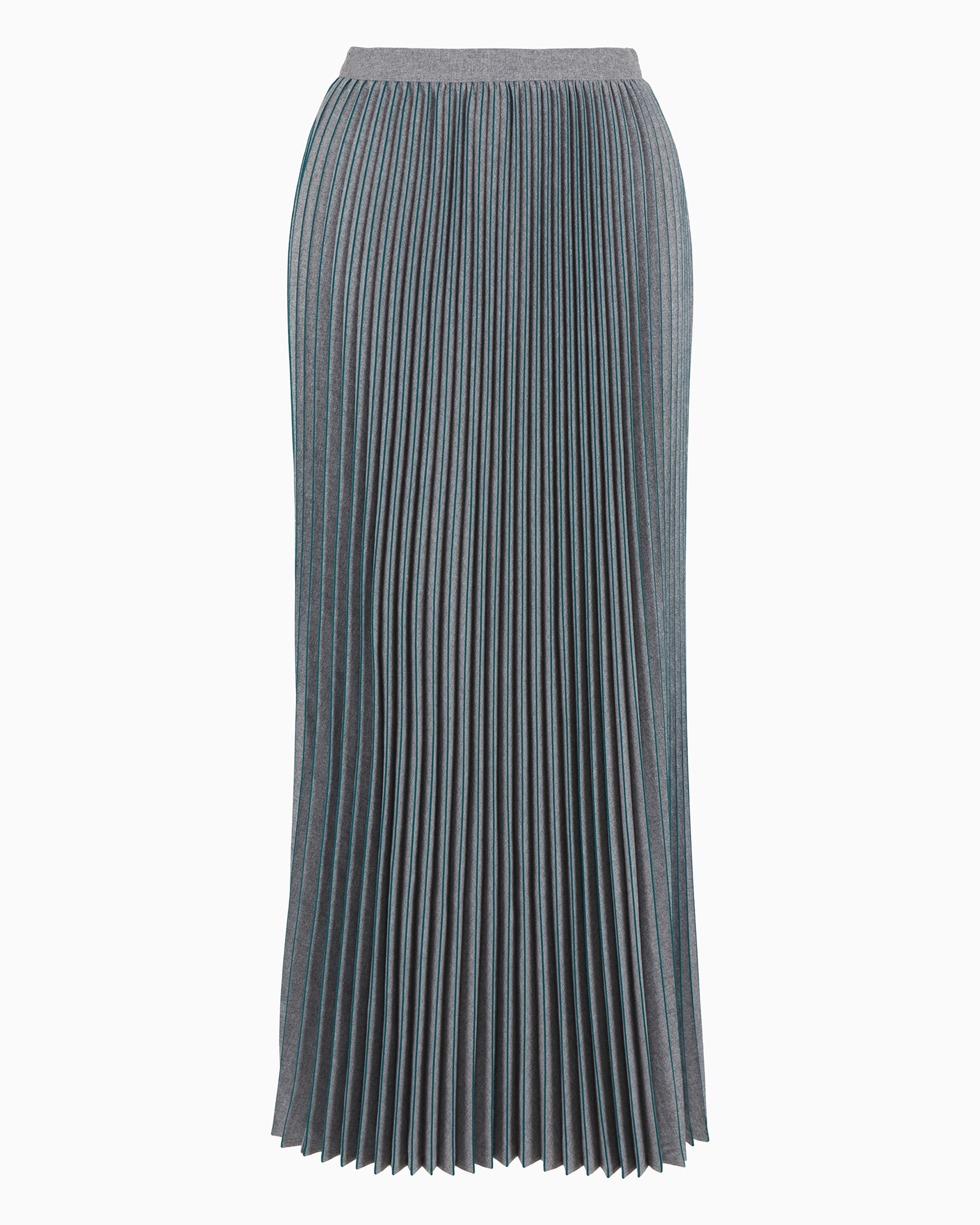 Emporio Armani Official Store Pleated Flannel Long Skirt In Gray