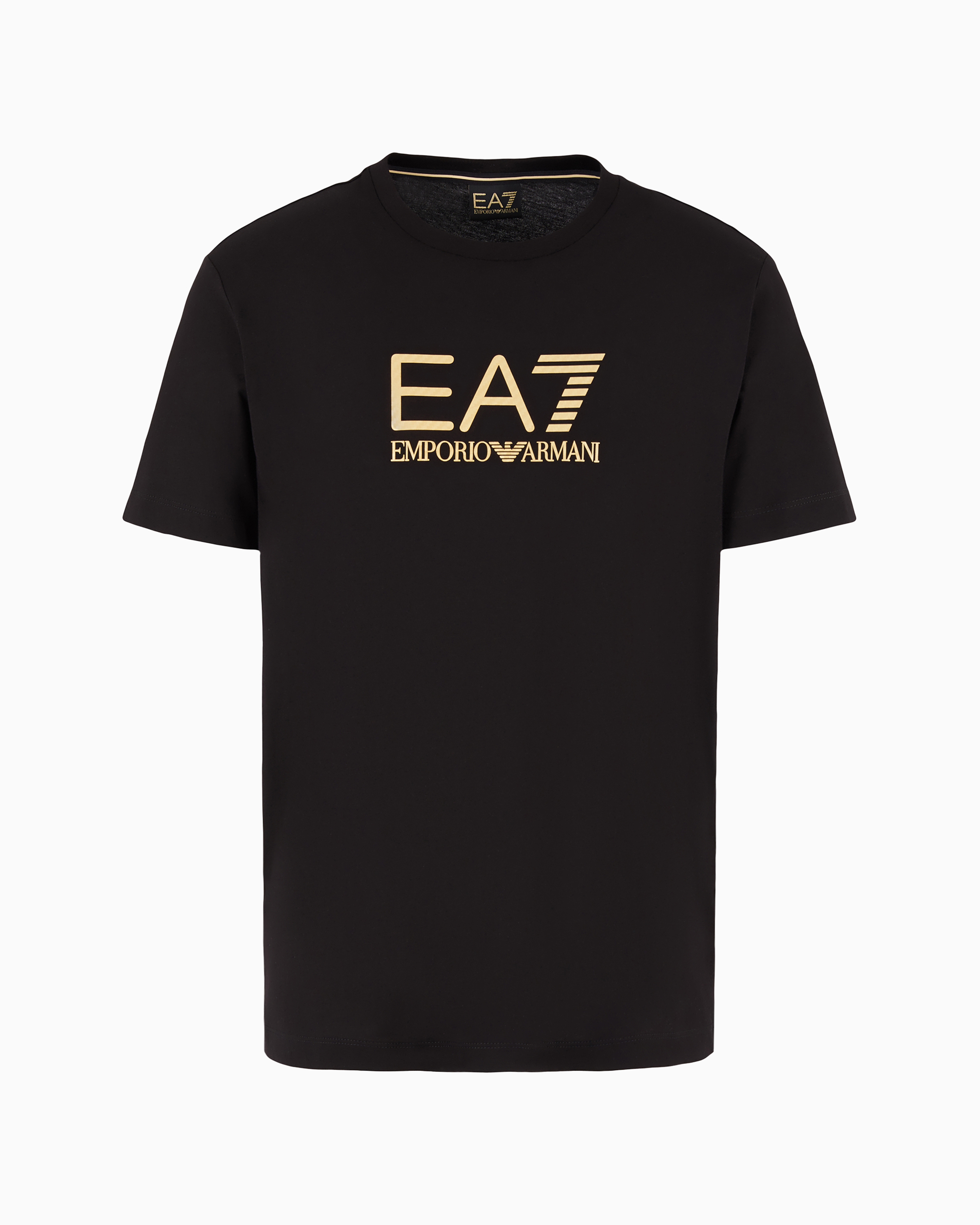 Ea7 Official Store Gold Label T-shirt Mit Rundhalsausschnitt Aus Baumwoll-jersey In Schwarz