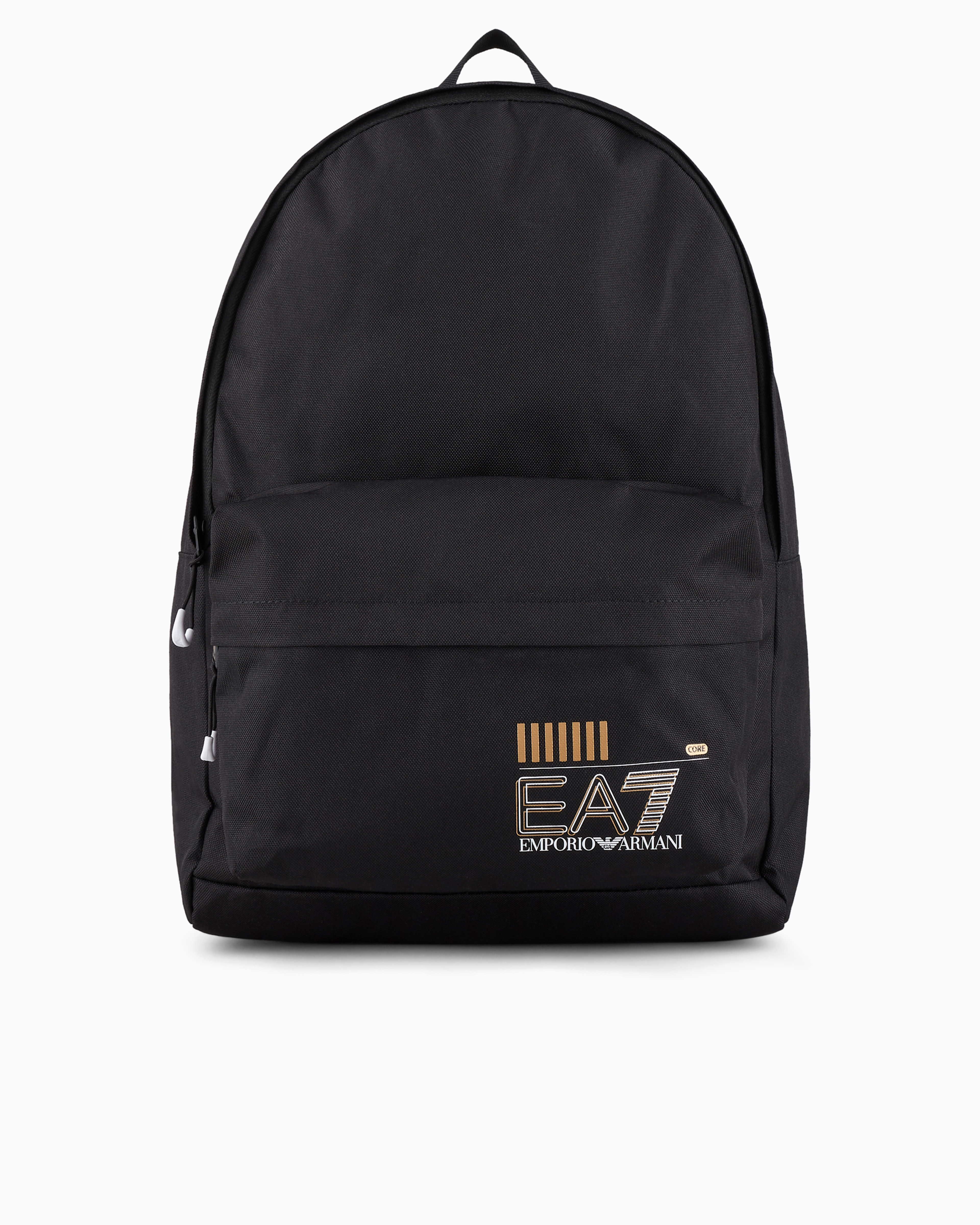 Emporio Armani Recycled Fabric Train Core Backpack In Black Logo