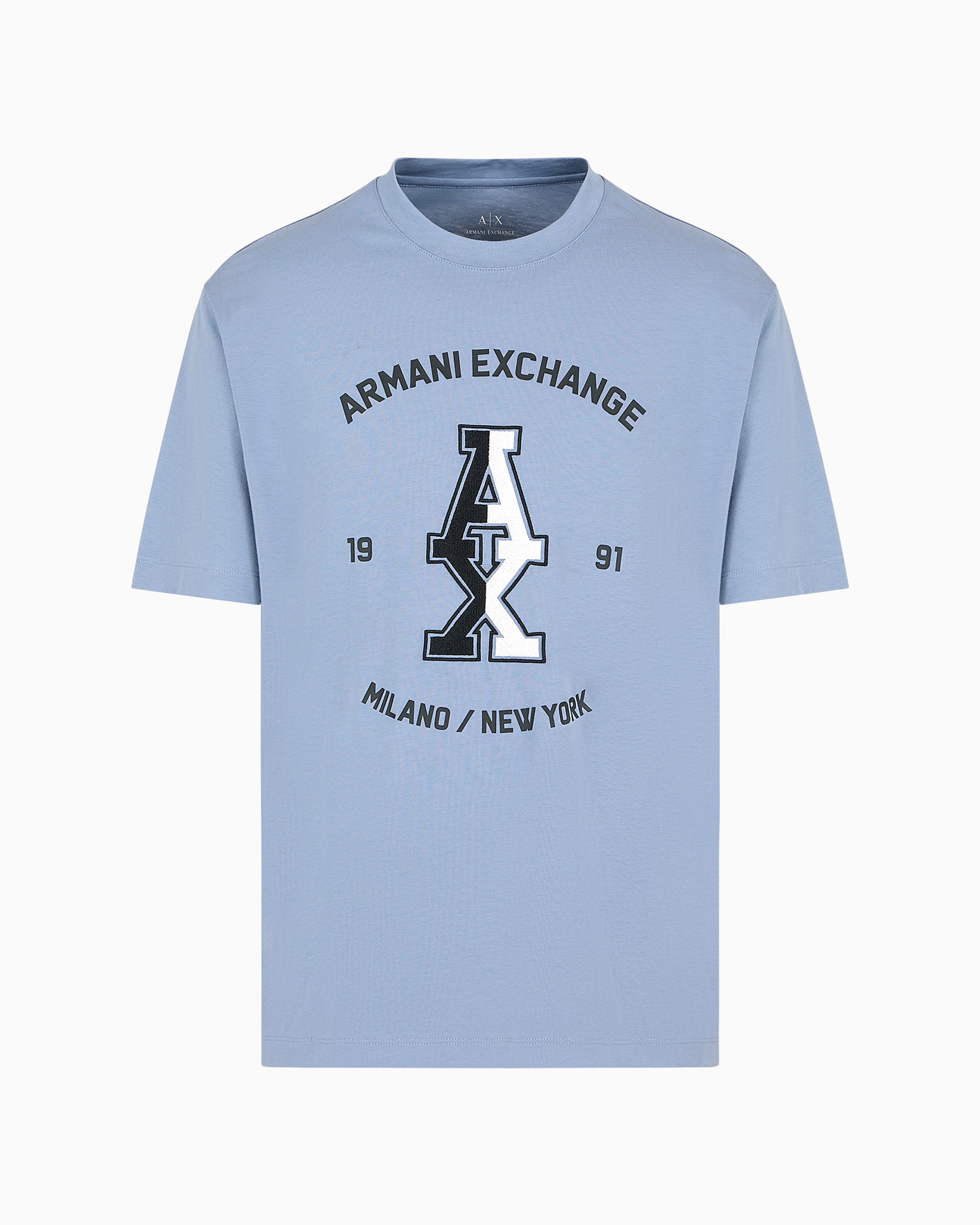 Armani Exchange Official Store Regular Fit T-shirts In Azure