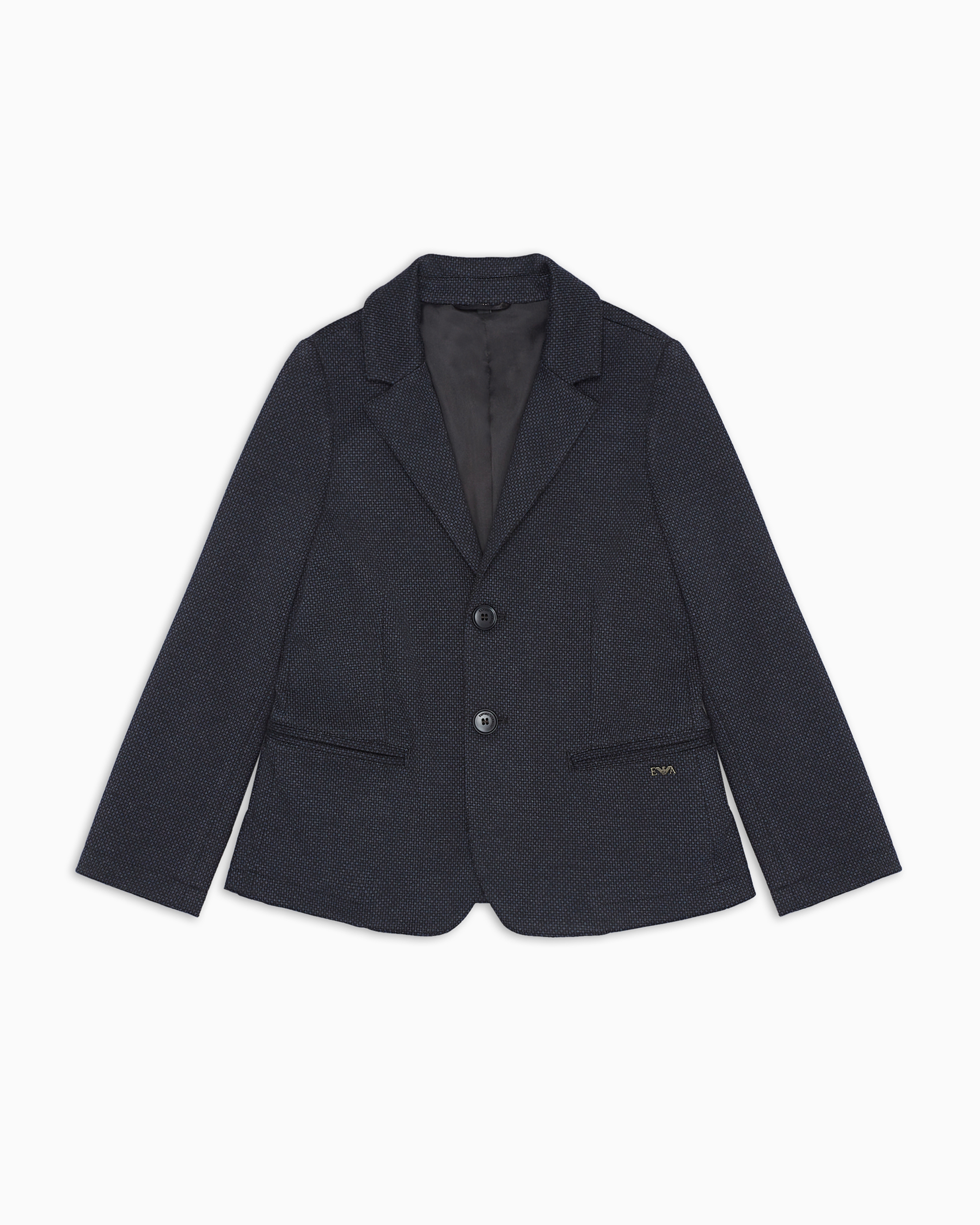 Emporio Armani Single-breasted Jacket In Micro-textured Fabric In Bleu