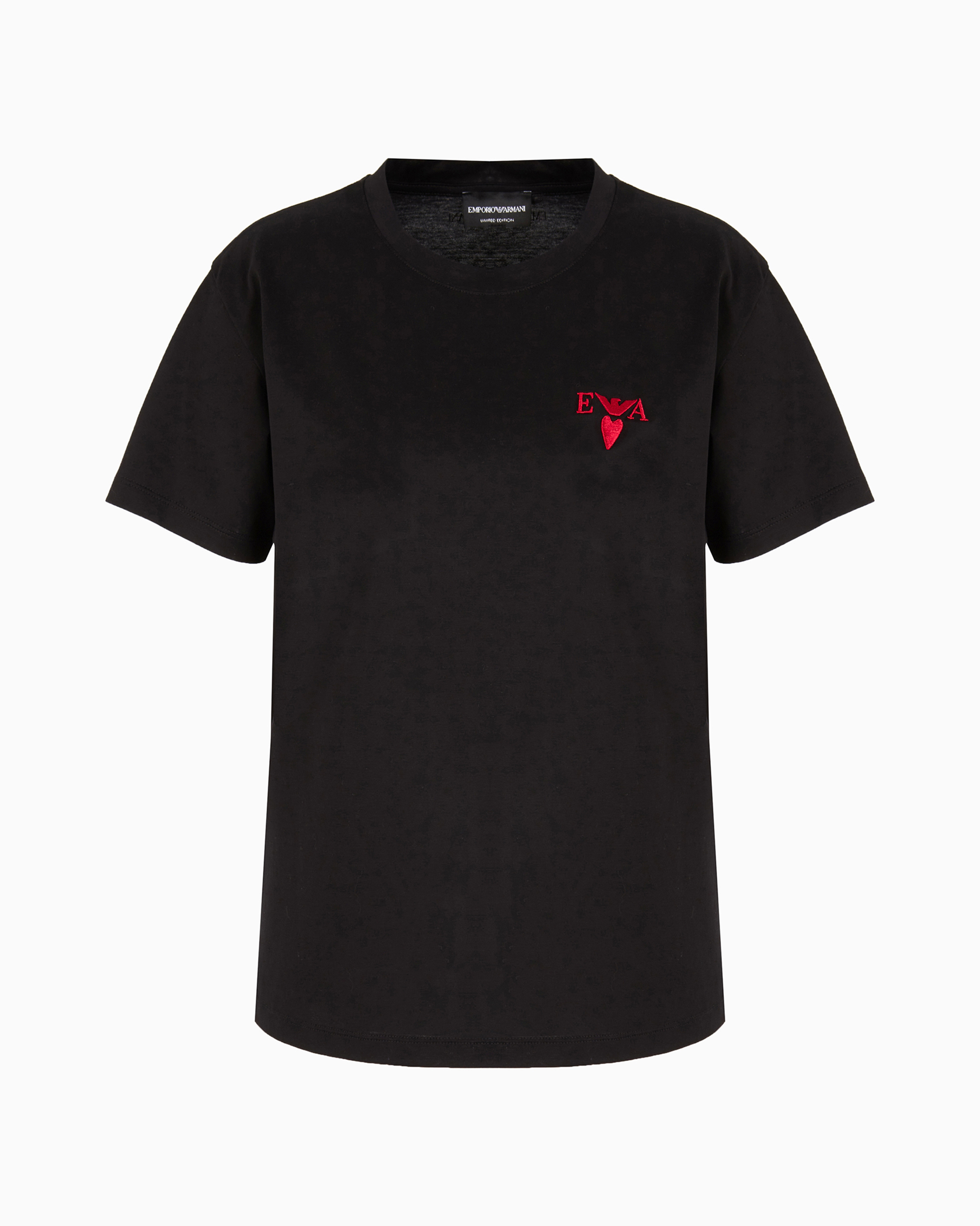 Emporio Armani Official Store Mercerised-jersey T-shirt In Noir