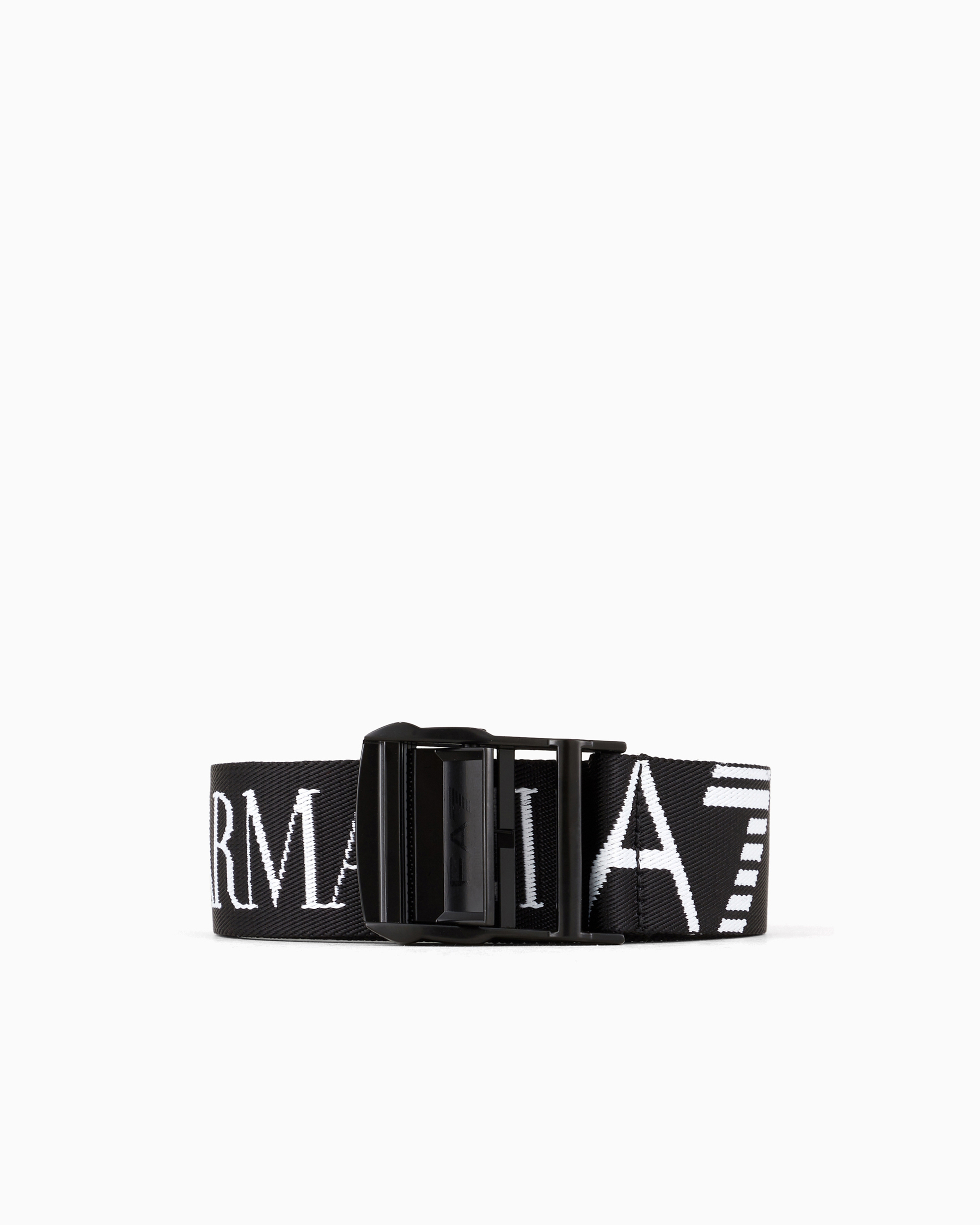 Ea7 Official Store Logo Webbing Belt In Black