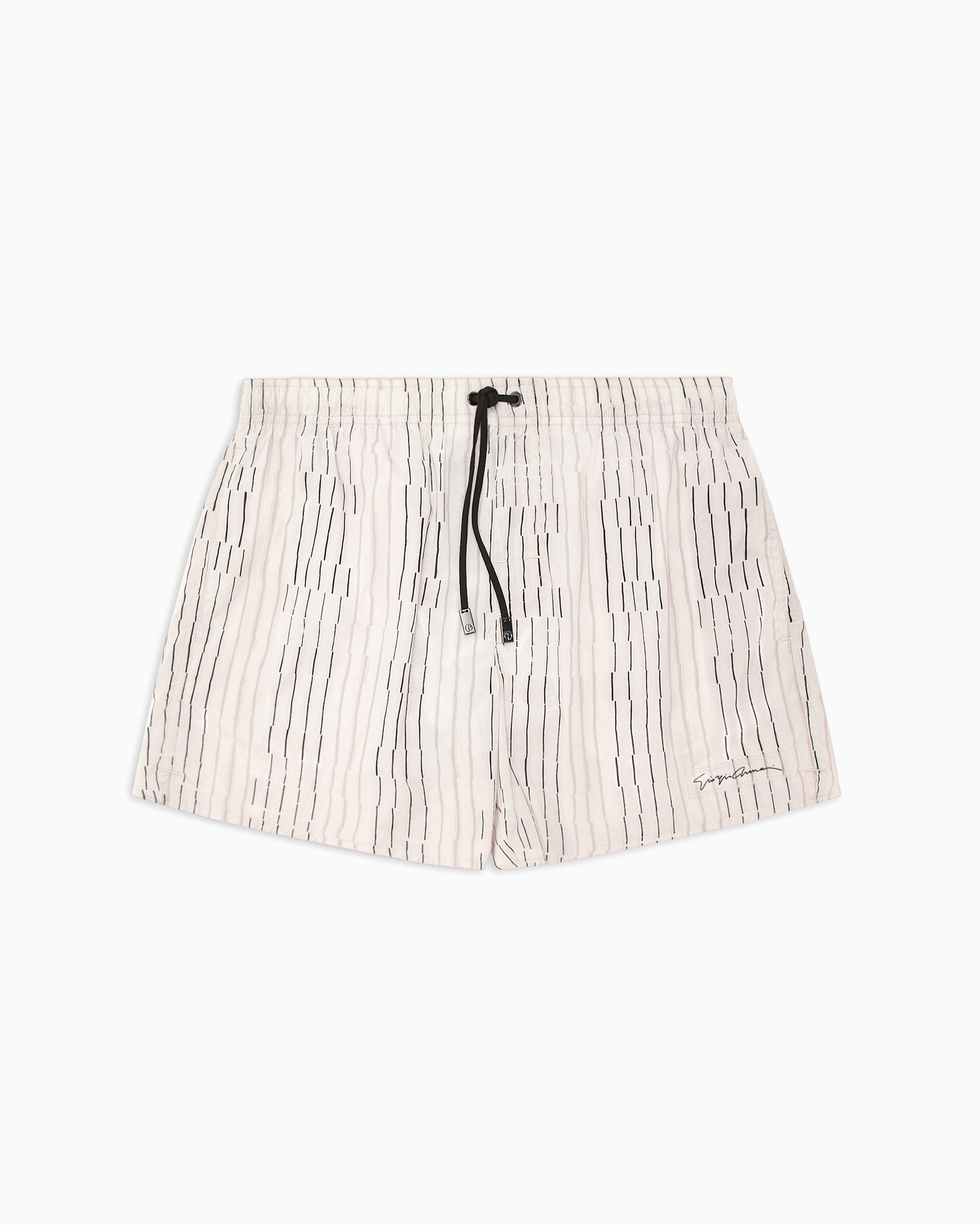 Giorgio Armani Official Store Irregular Striped Print Swim Trunks In Beige