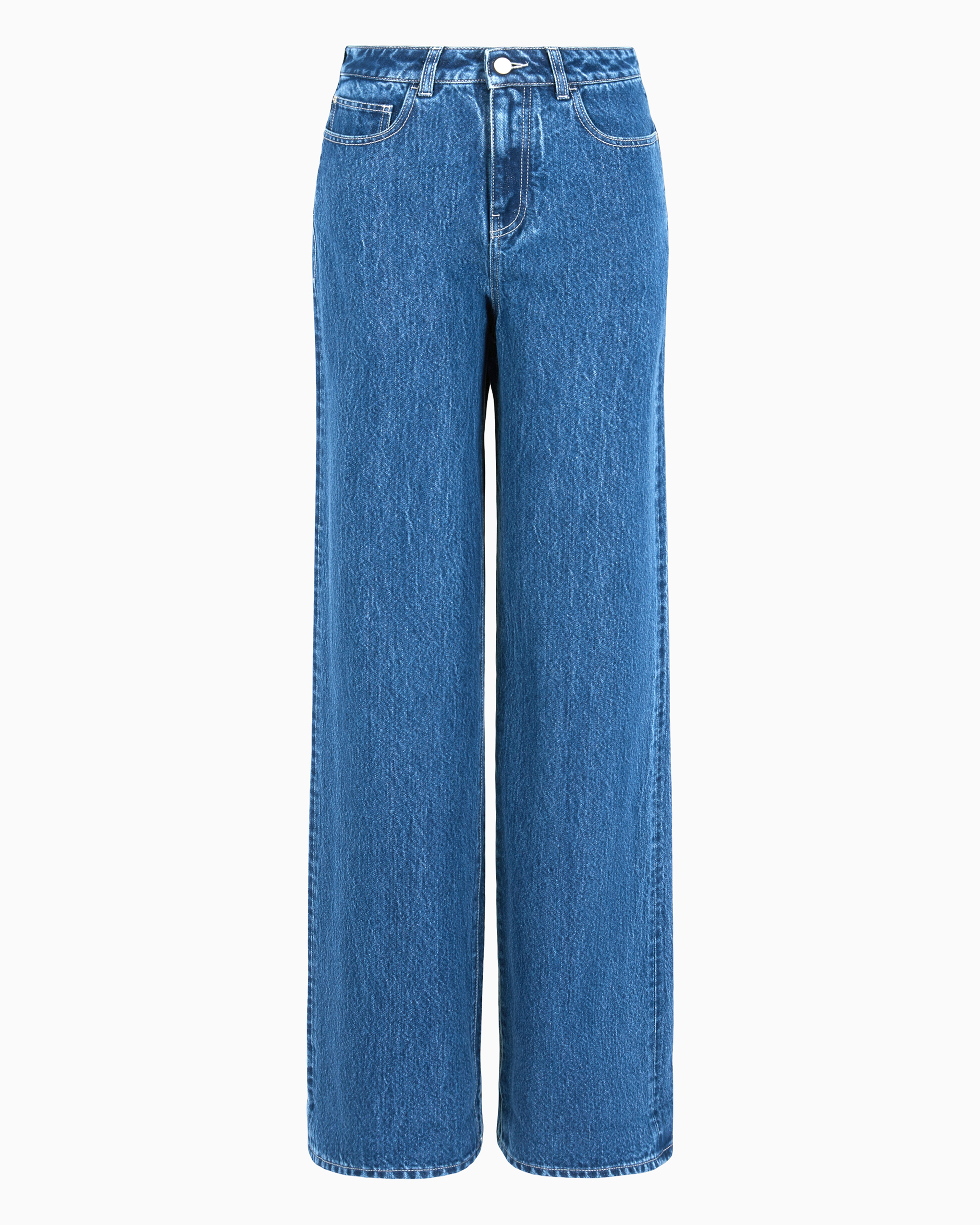 Emporio Armani J8b Mid-rise Jeans With An Extra Wide Leg In Lurex Denim In Blue