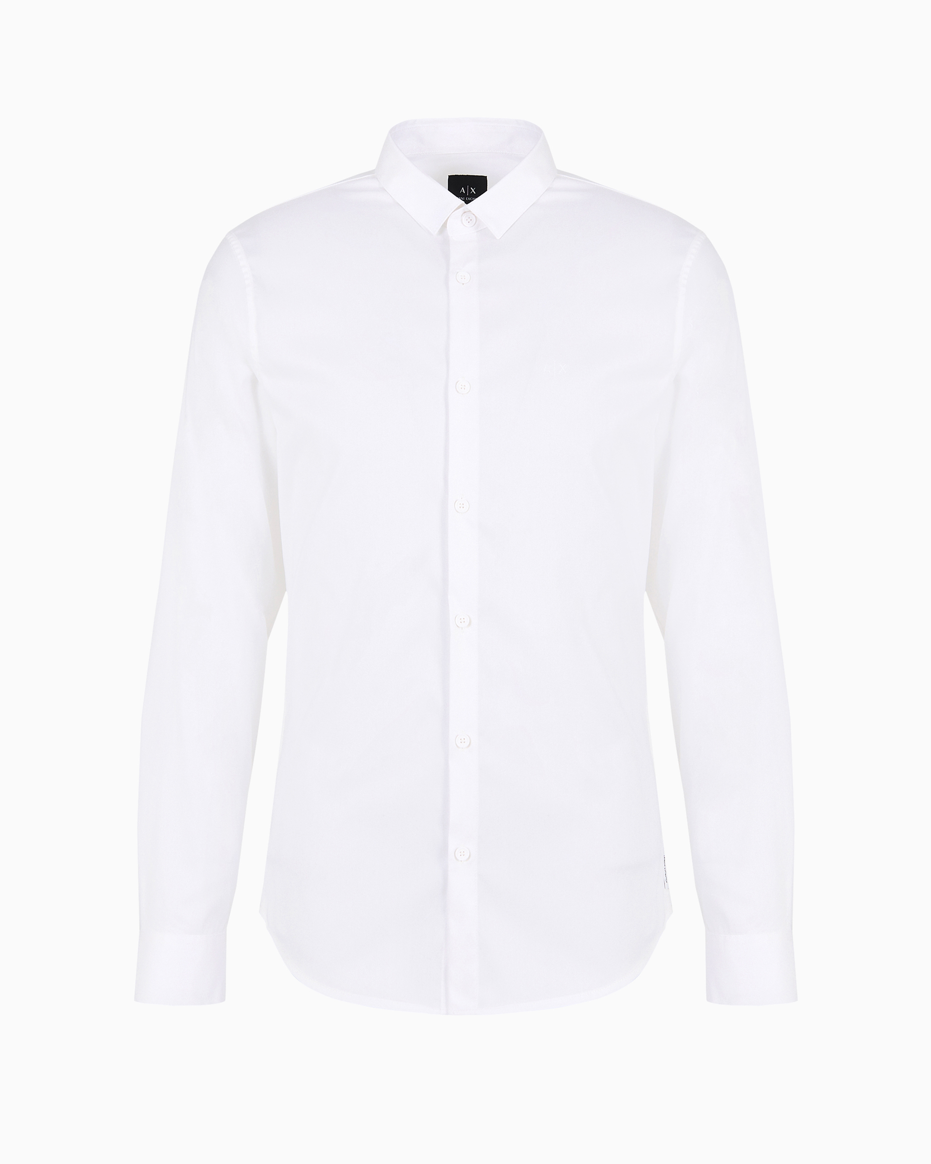 Armani Exchange Official Store Slim Fit Stretch Lyocell Twill Button Up Shirt In White