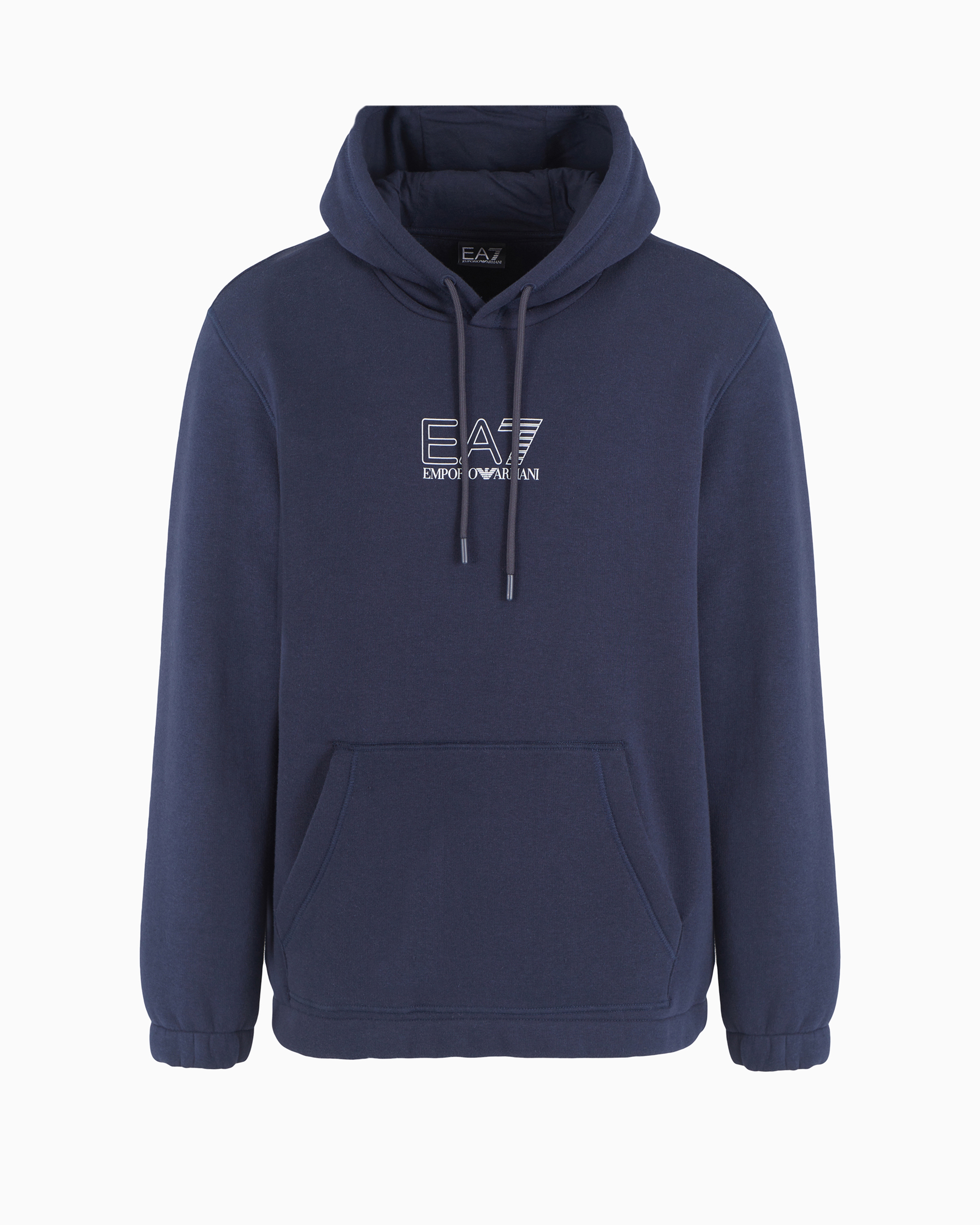 Shop Ea7 Core Identity Unisex-sweatshirt Mit Kapuze Aus Einer Baumwollmischung In Blau