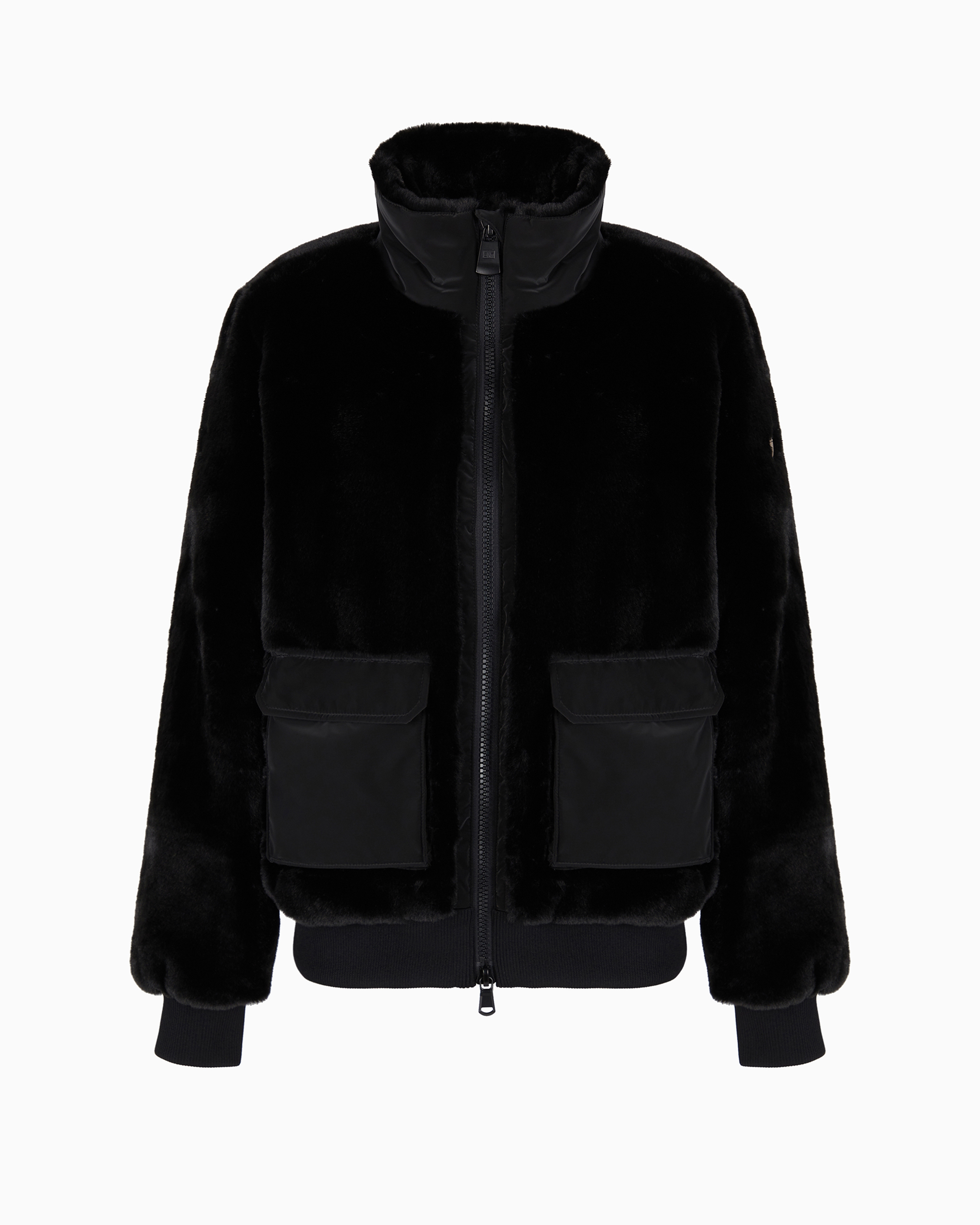 Shop Ea7 Blouson In Teddy-effect Fabric In Black