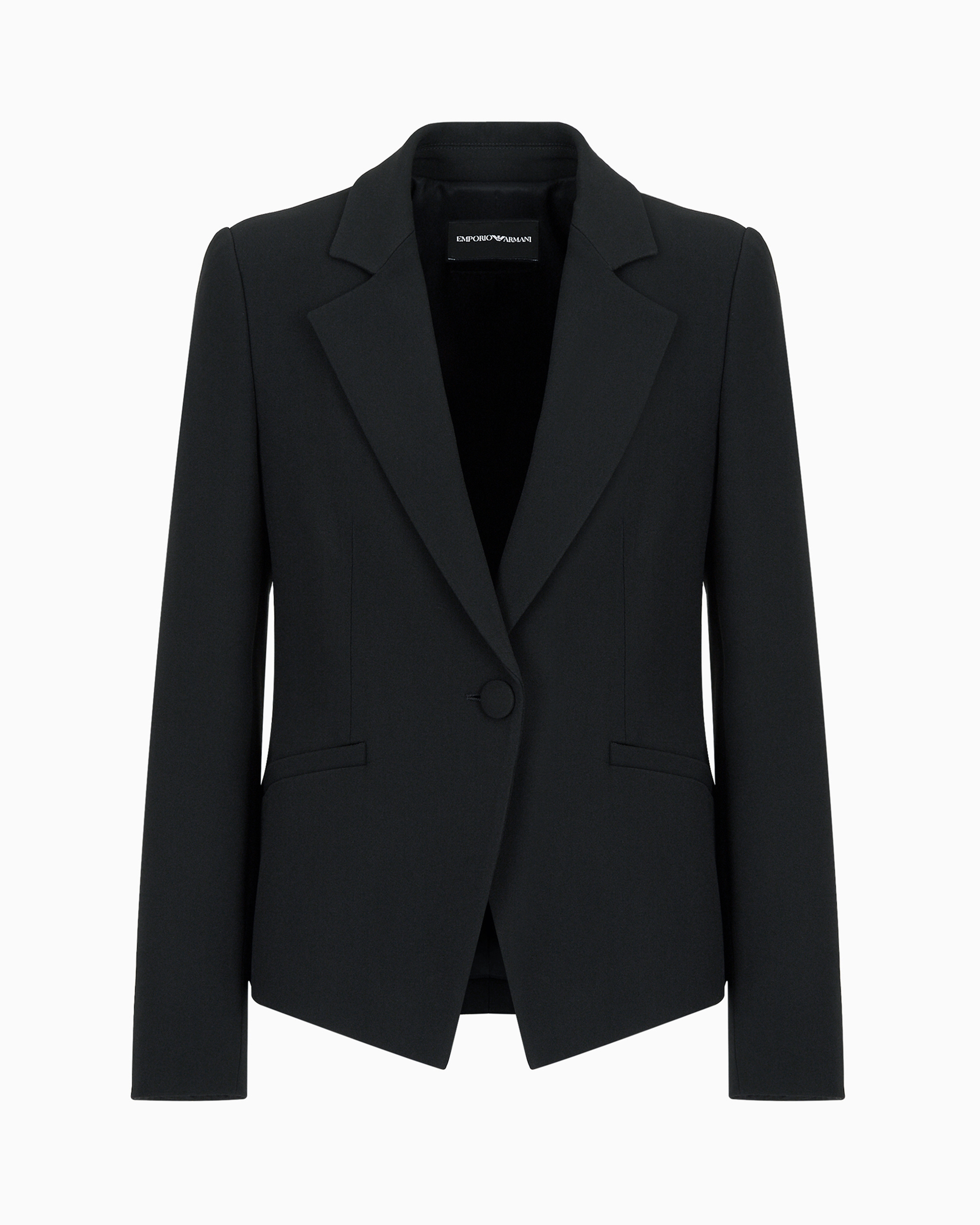 Emporio Armani Cady Crêpe Jacket With Lapels In Black